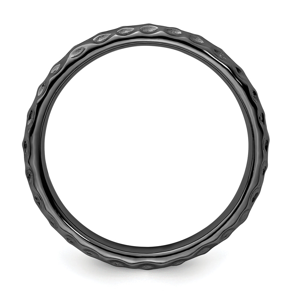 Sterling Silver Stackable Expressions Black-plated Ring