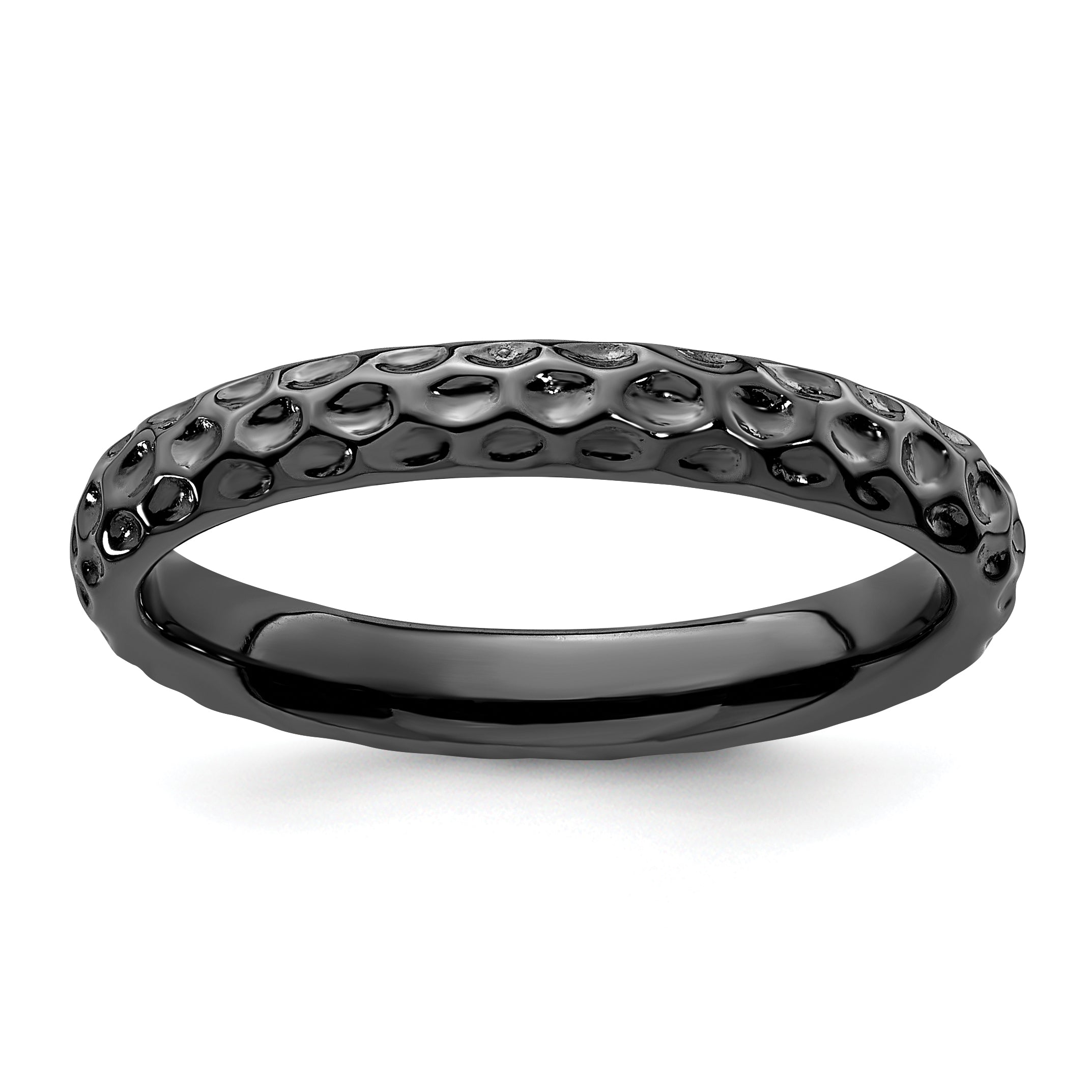 Sterling Silver Stackable Expressions Black-plated Ring Main image