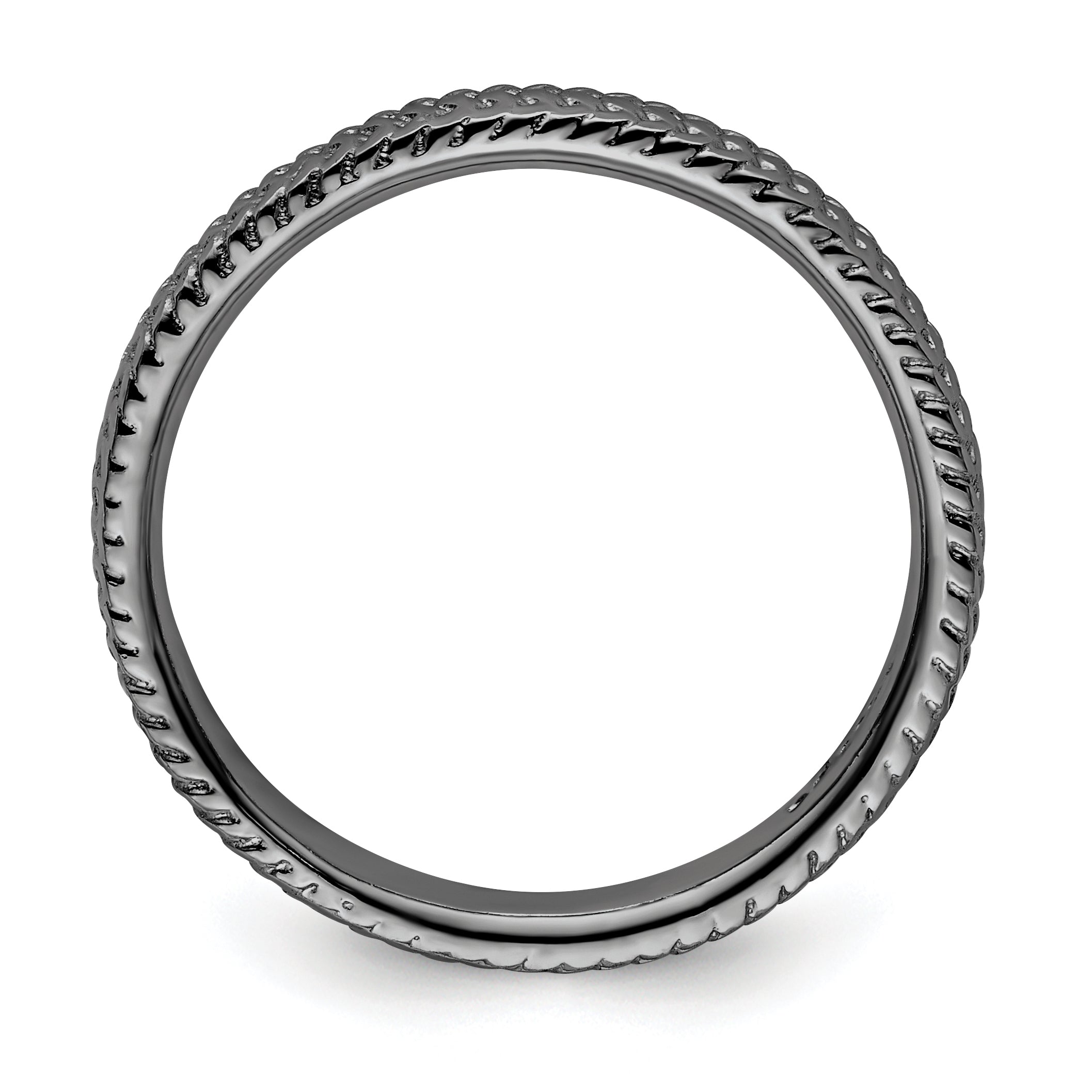 Sterling Silver Stackable Expressions Black-plated Ring Secondary image