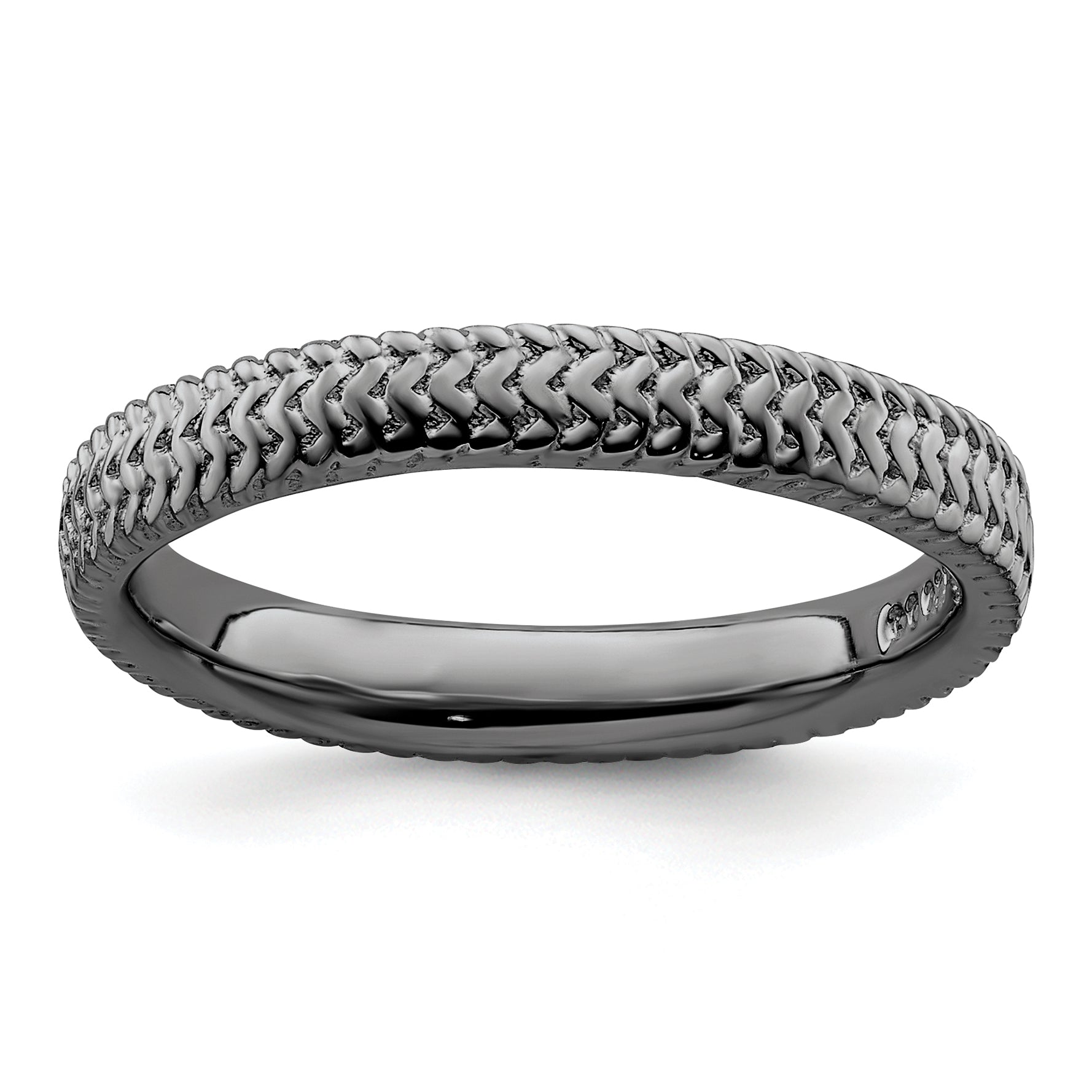 Sterling Silver Stackable Expressions Black-plated Ring Main image