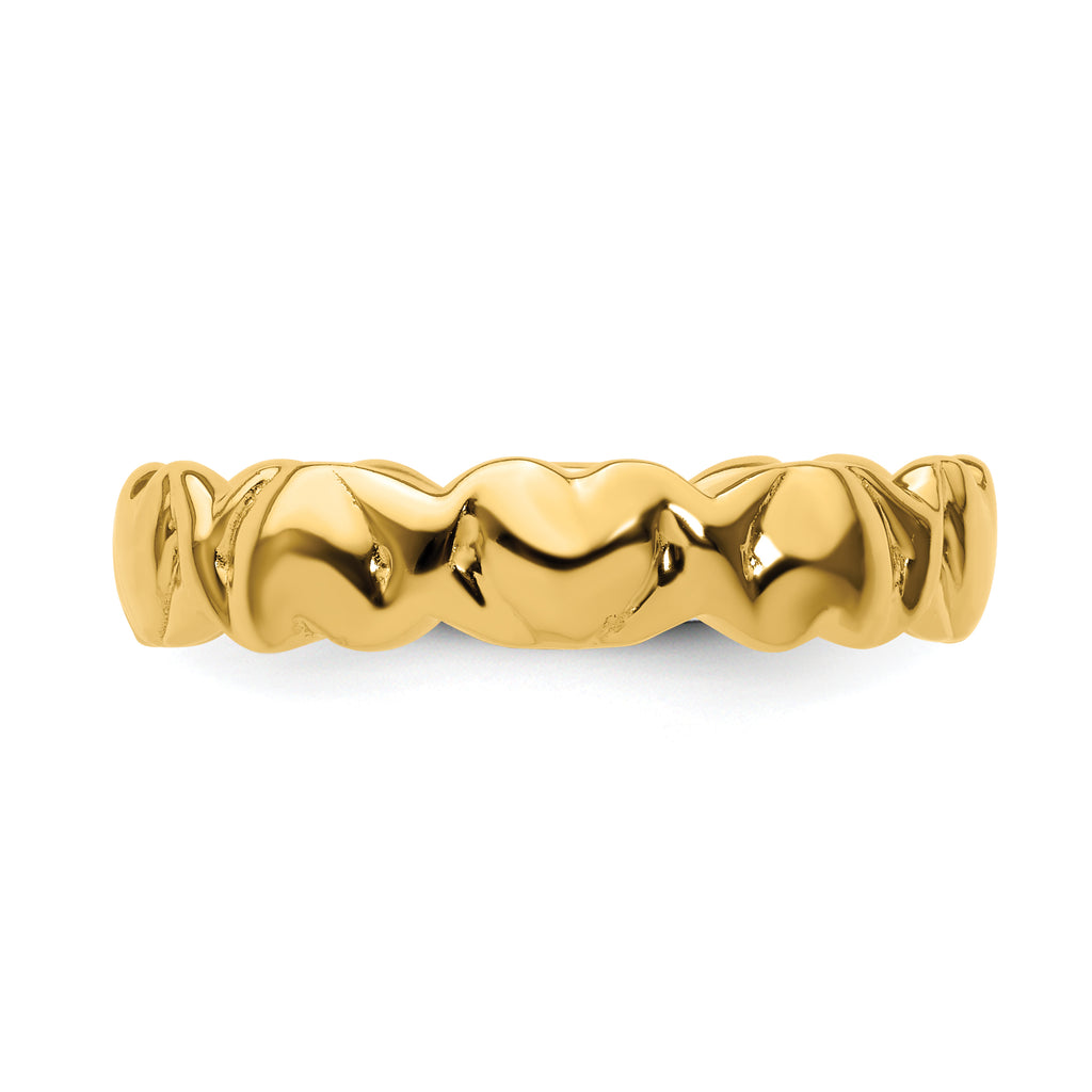Sterling Silver Stackable Expressions Gold-plated Hearts Ring