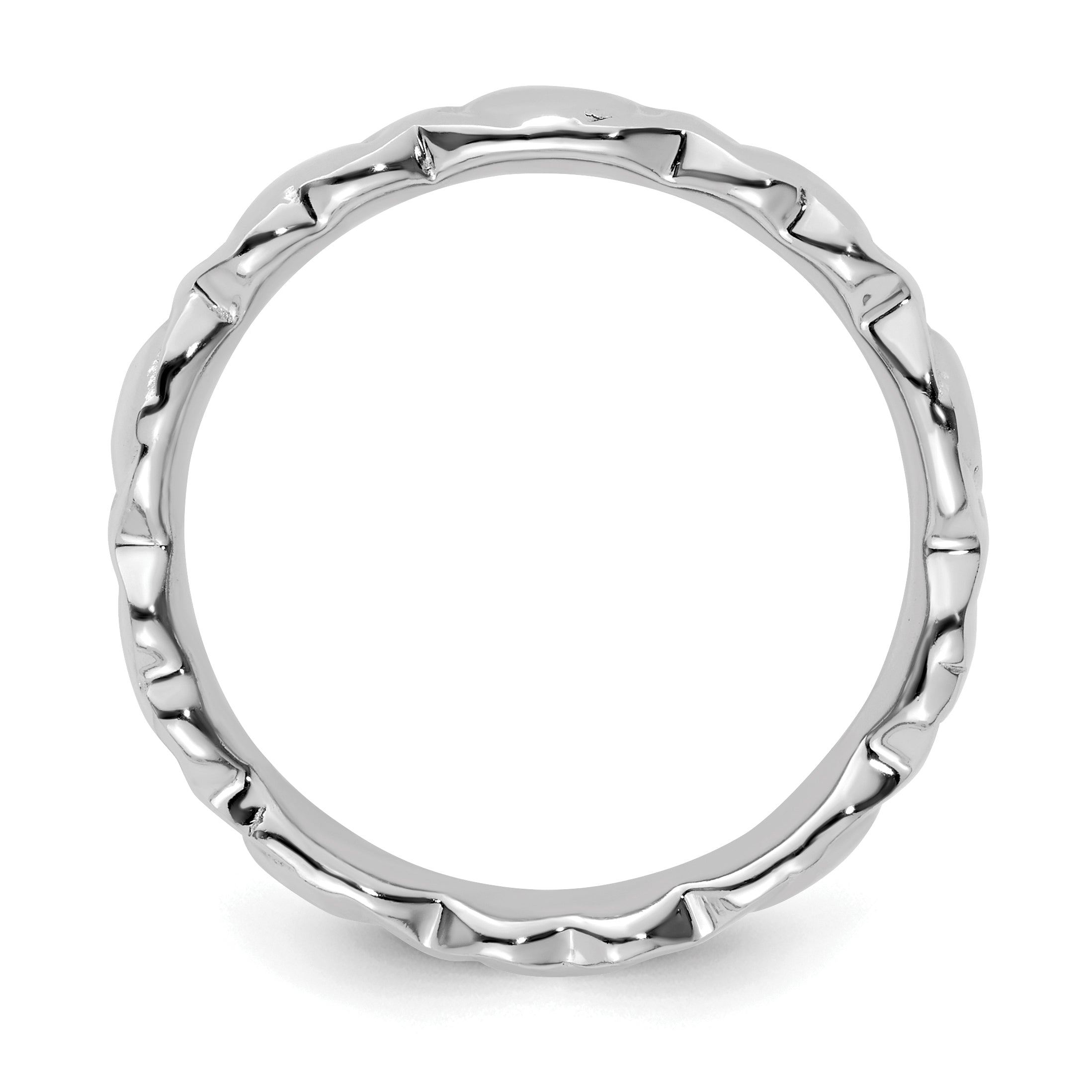 Sterling Silver Stackable Expressions Rhodium Hearts Ring Secondary image