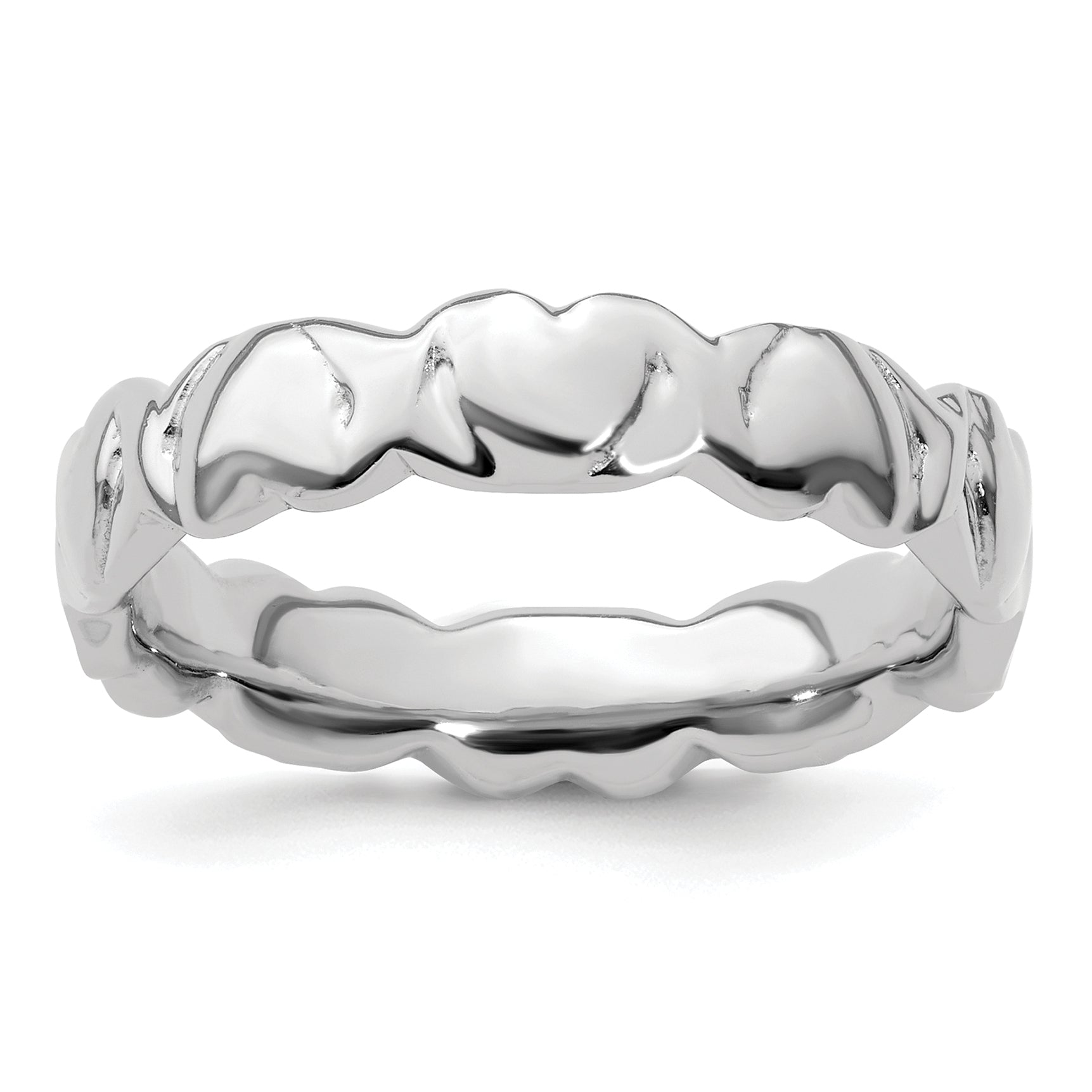 Sterling Silver Stackable Expressions Rhodium Hearts Ring Main image