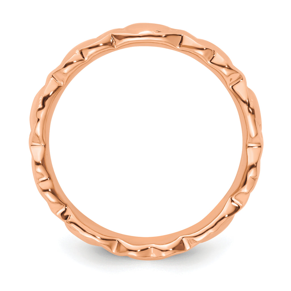 Sterling Silver Stackable Expressions Pink-plated Hearts Ring
