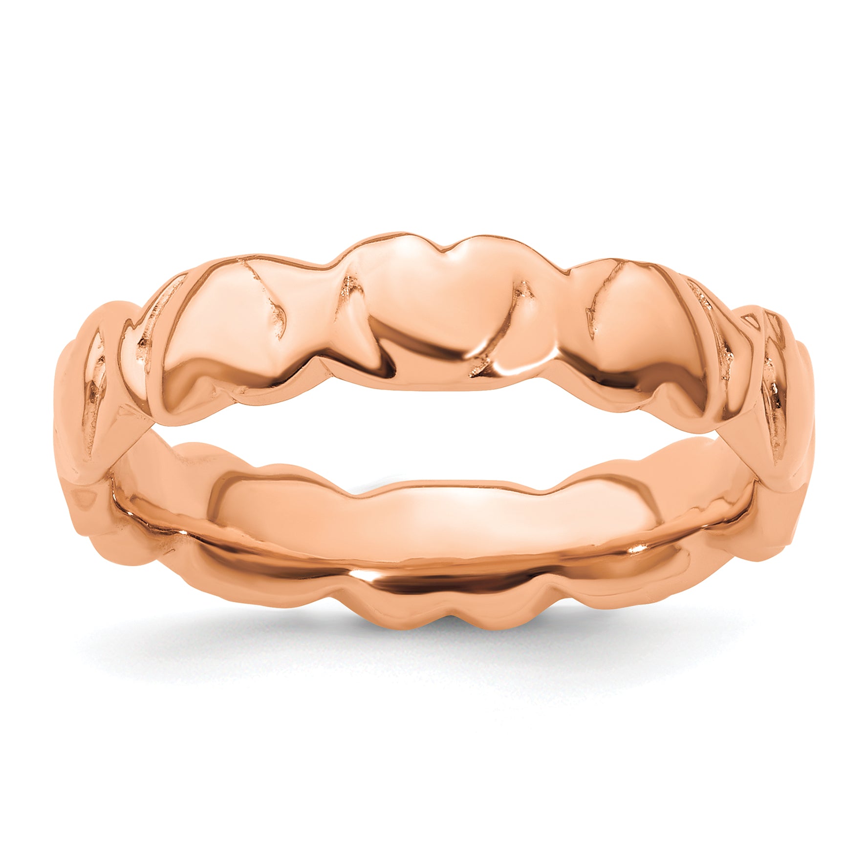 Sterling Silver Stackable Expressions Pink-plated Hearts Ring Main image
