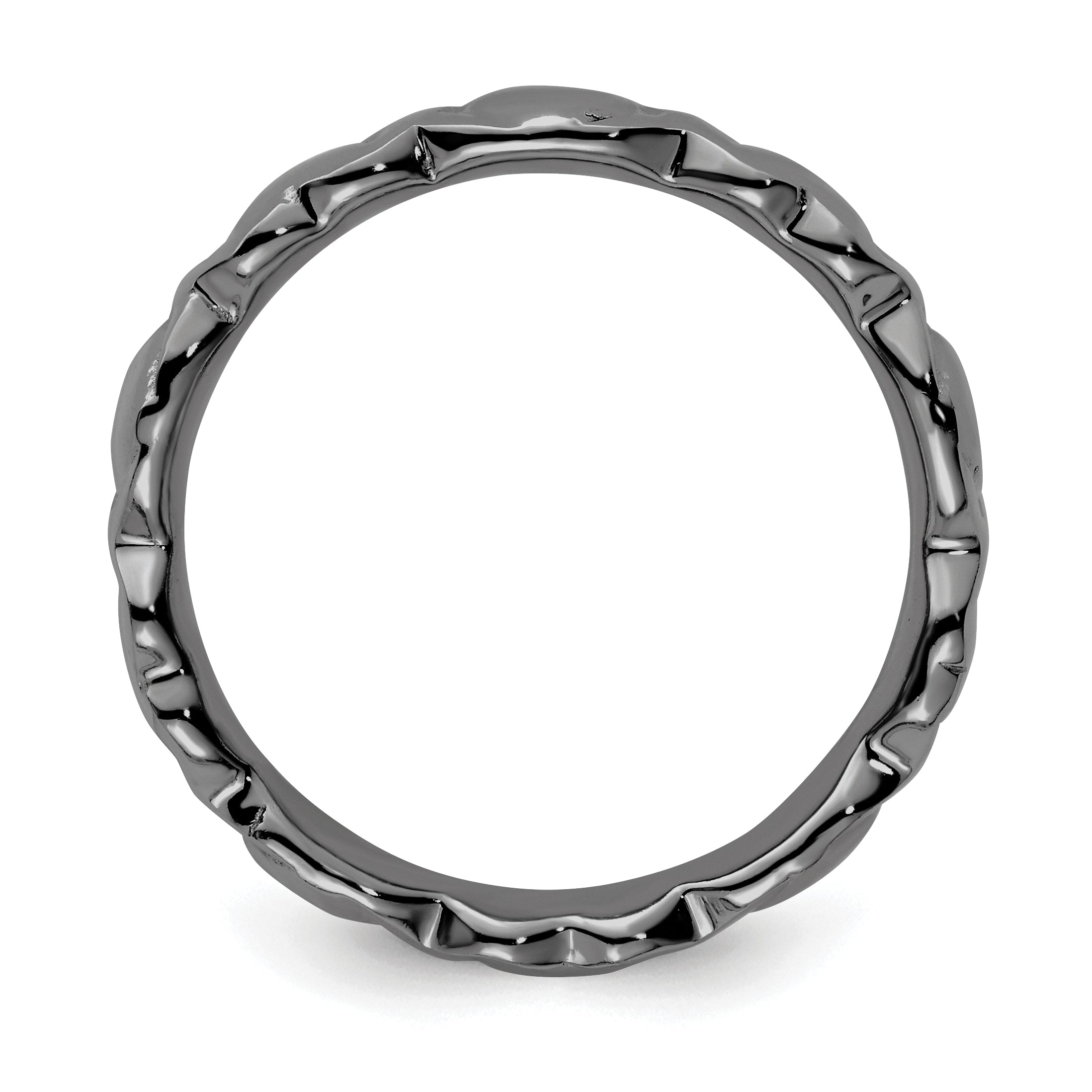 Sterling Silver Stackable Expressions Black-plated Hearts Ring Secondary image