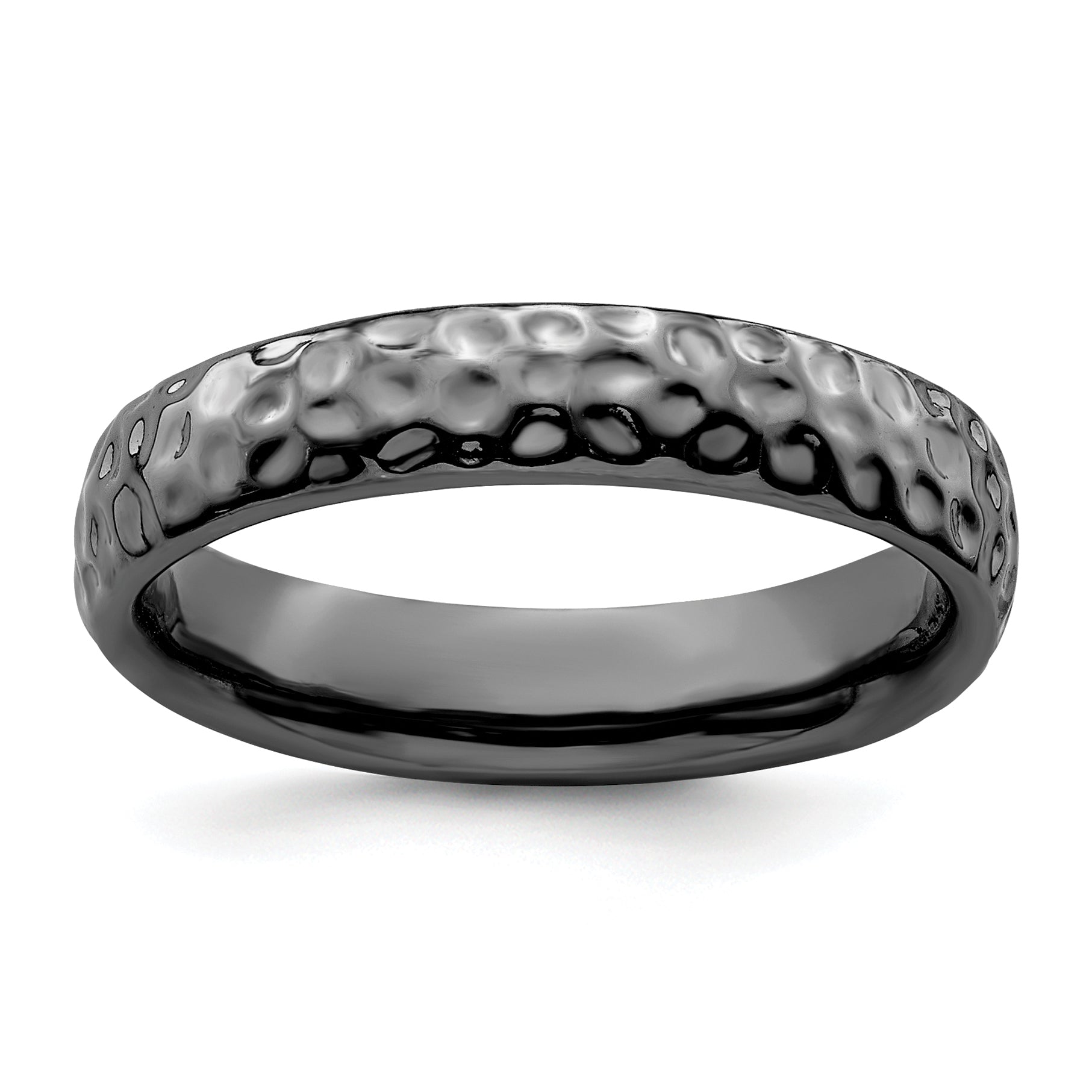 Sterling Silver Stackable Expressions Black-plated Ring Main image