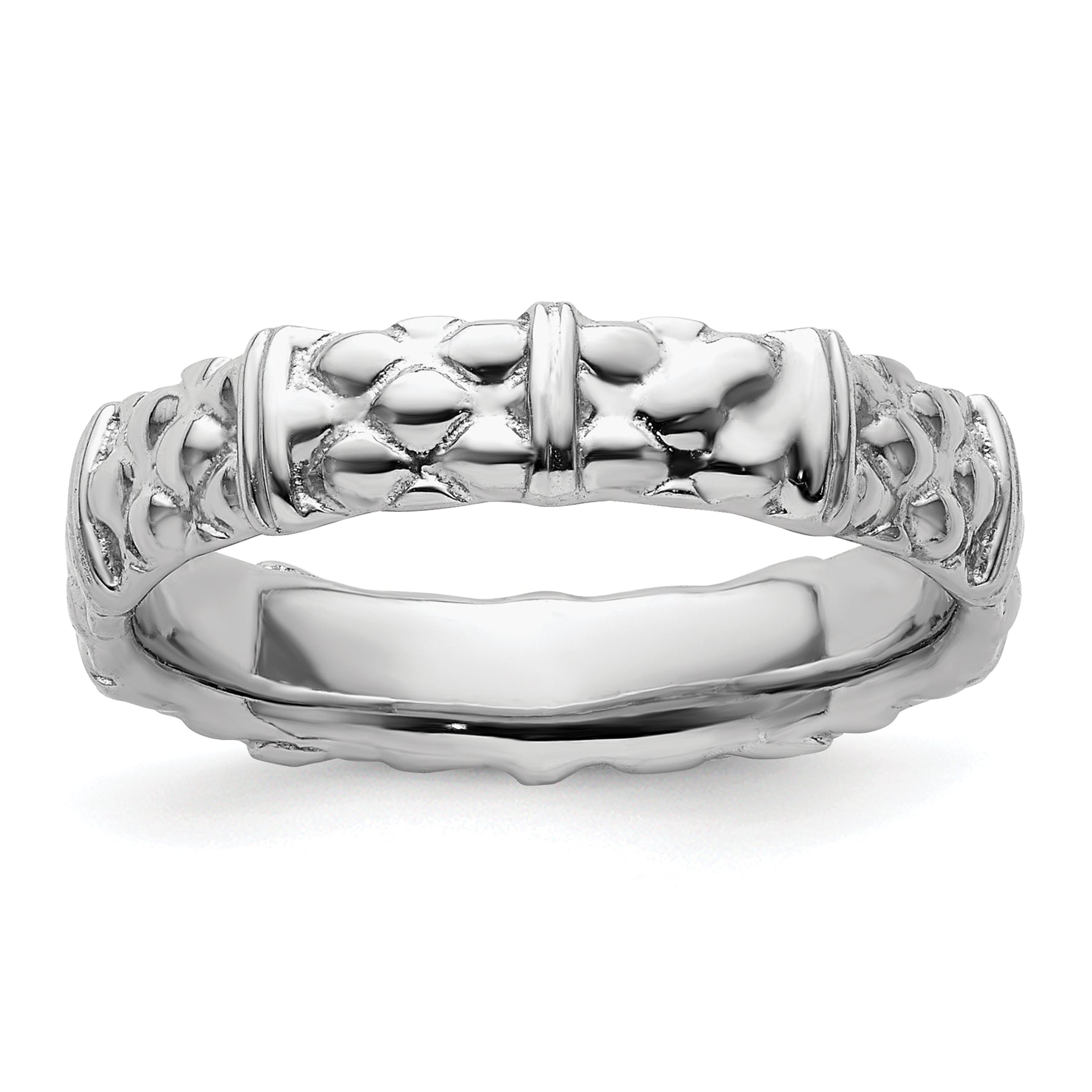Sterling Silver Stackable Expressions Rhodium Ring Main image