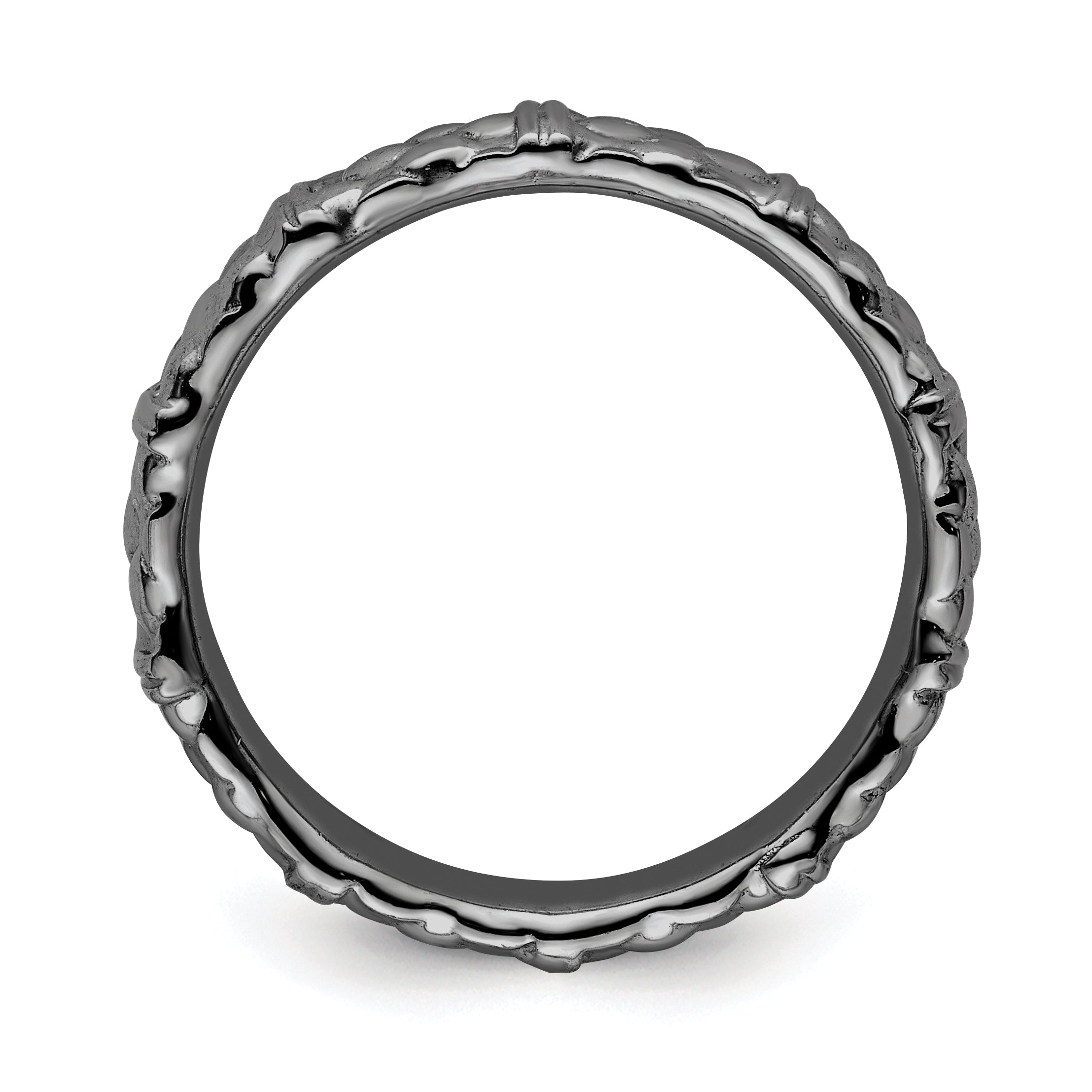 Sterling Silver Stackable Expressions Black-plated Ring Secondary image