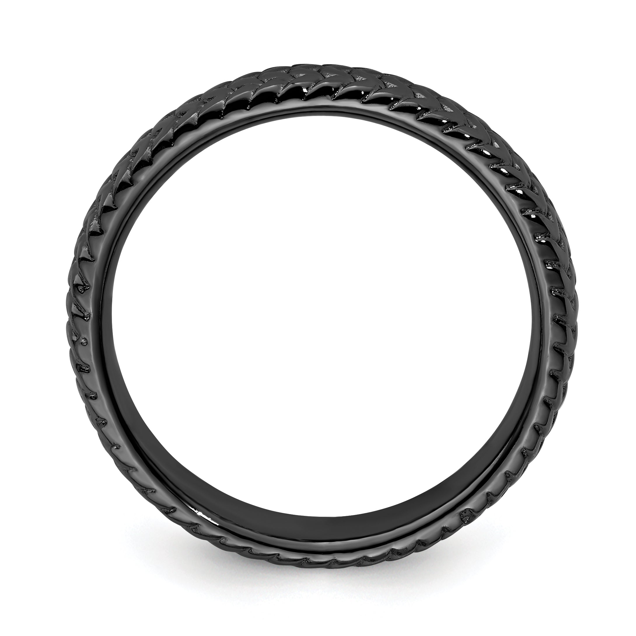 Sterling Silver Stackable Expressions Black-plated Ring Secondary image