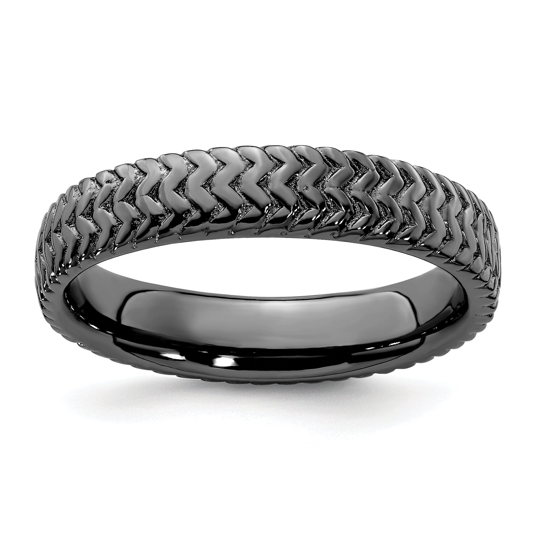Sterling Silver Stackable Expressions Black-plated Ring Main image