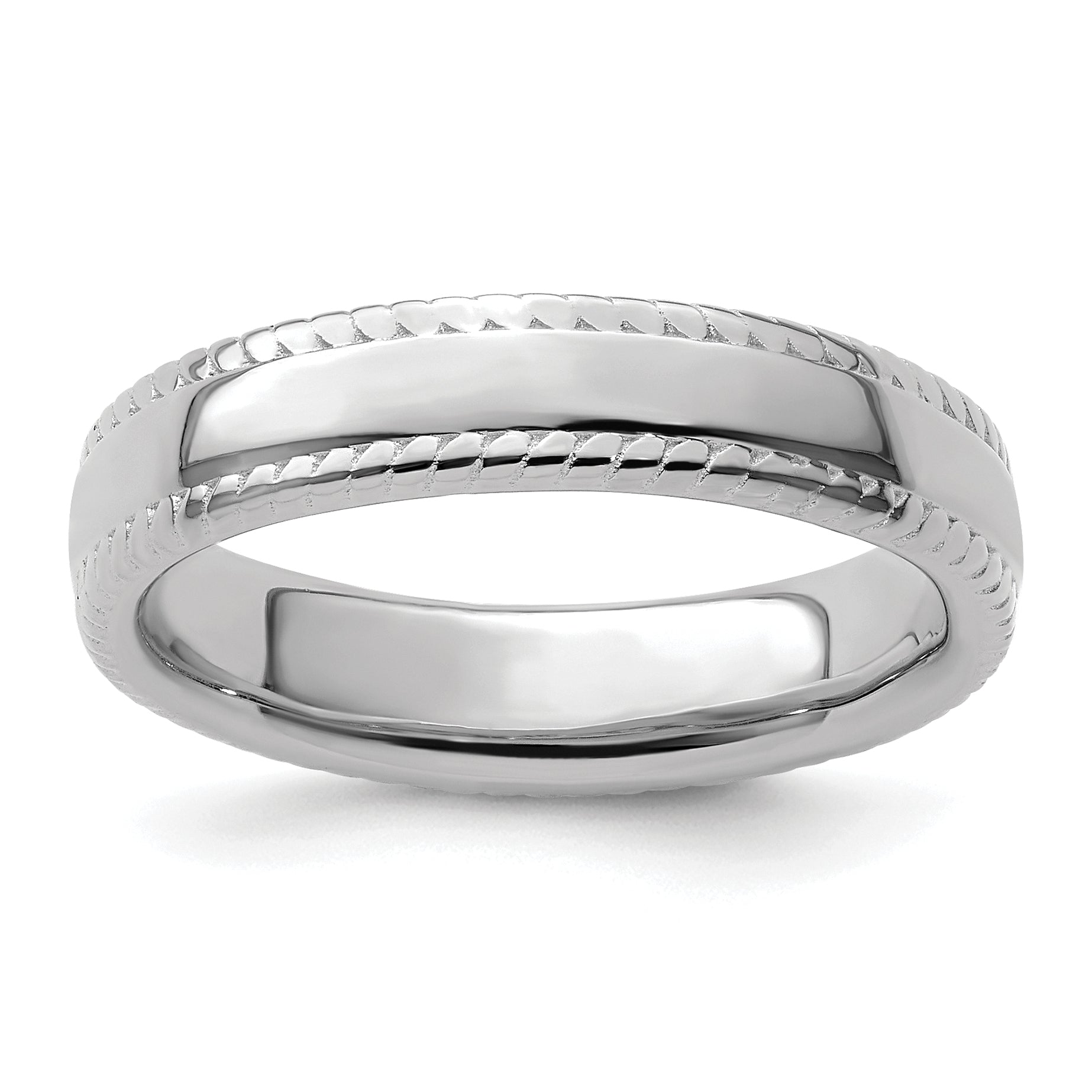 Sterling Silver Stackable Expressions Rhodium Ring Main image