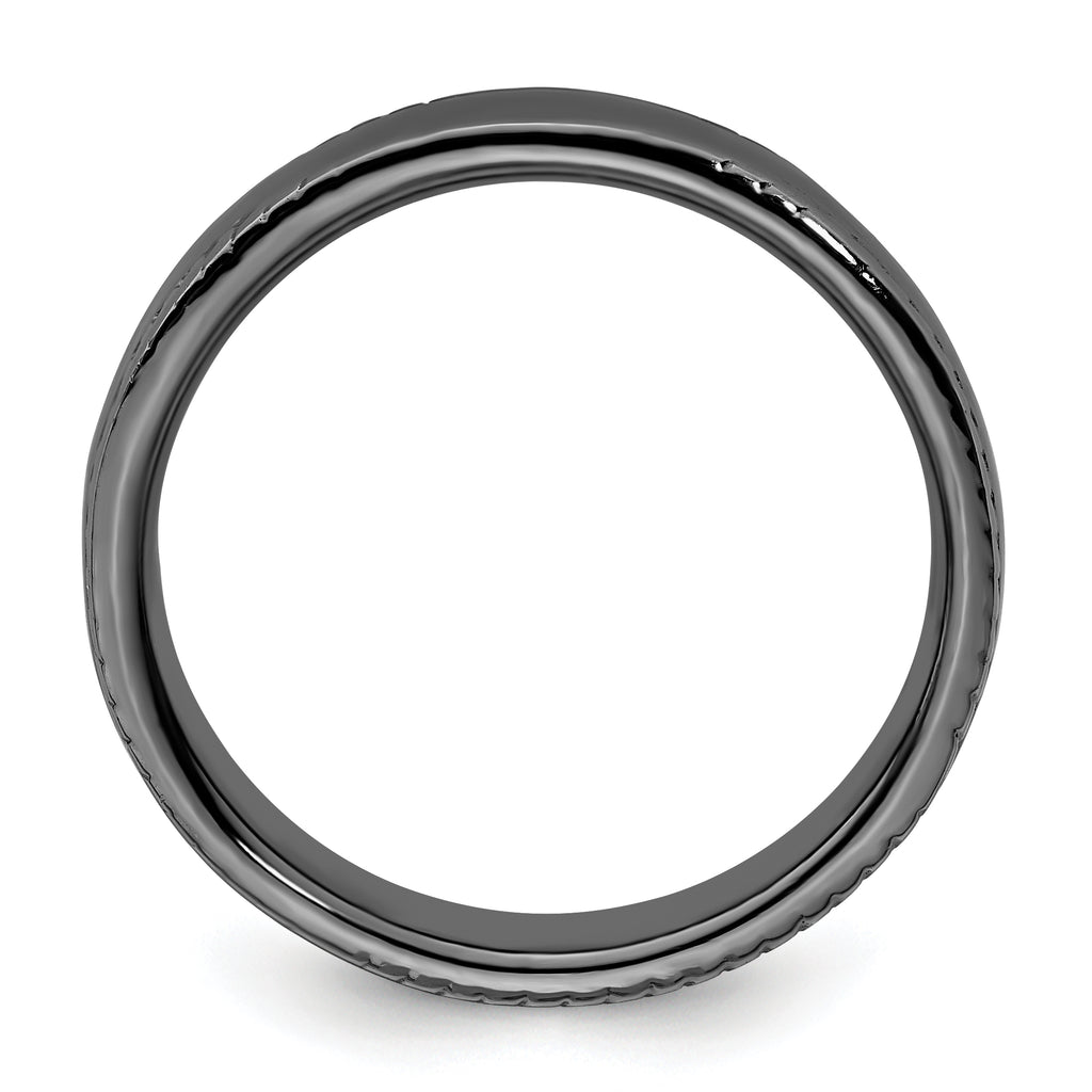 Sterling Silver Stackable Expressions Black-plated Ring