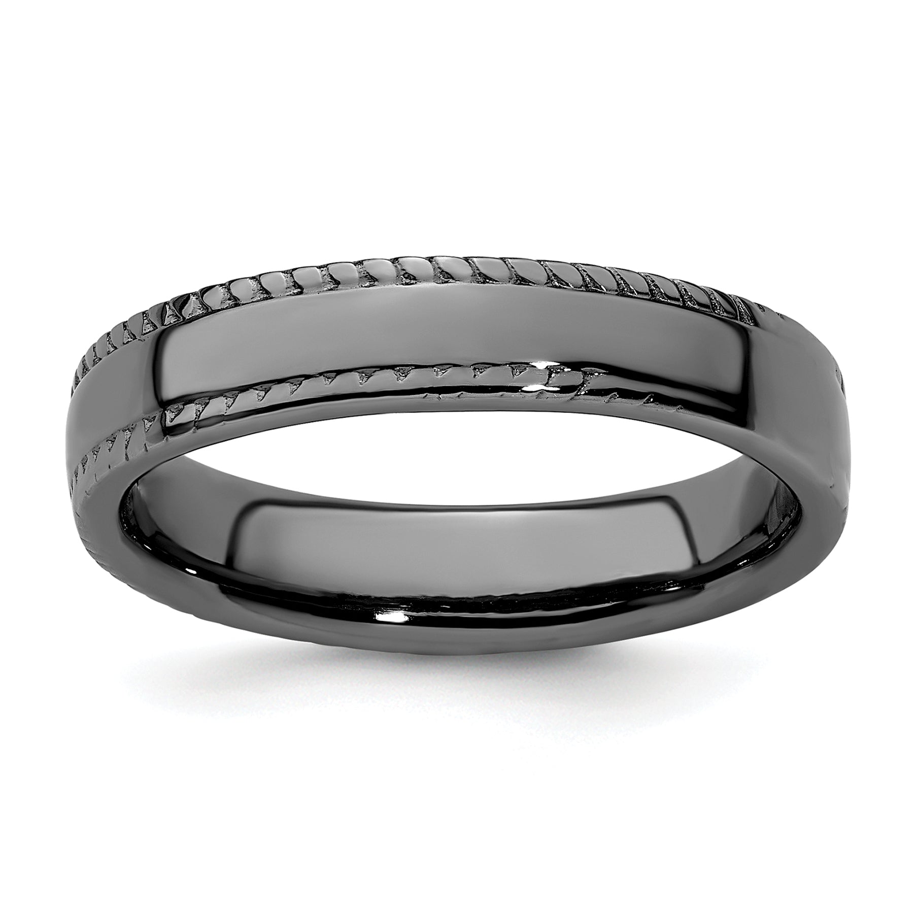 Sterling Silver Stackable Expressions Black-plated Ring Main image