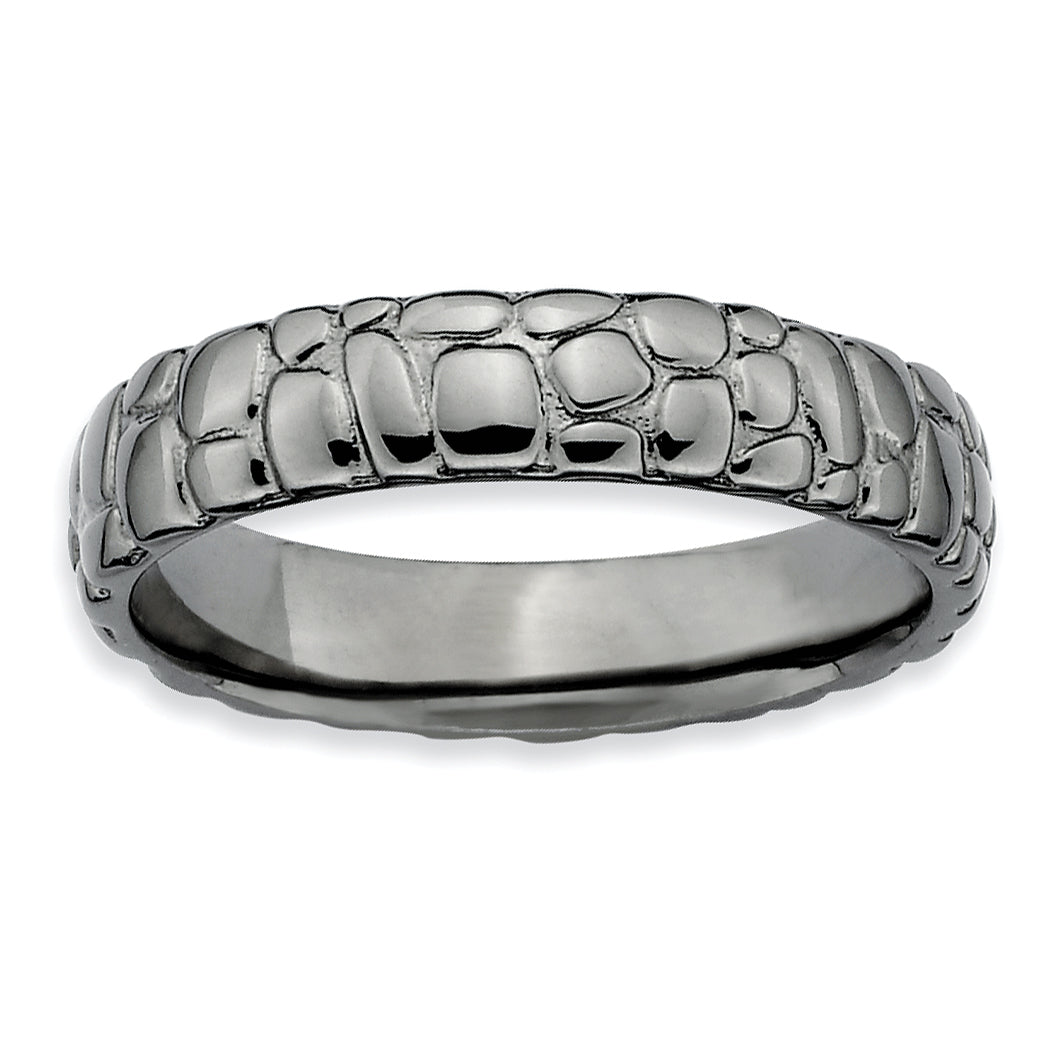 Sterling Silver Stackable Expressions Black-plated Ring Main image