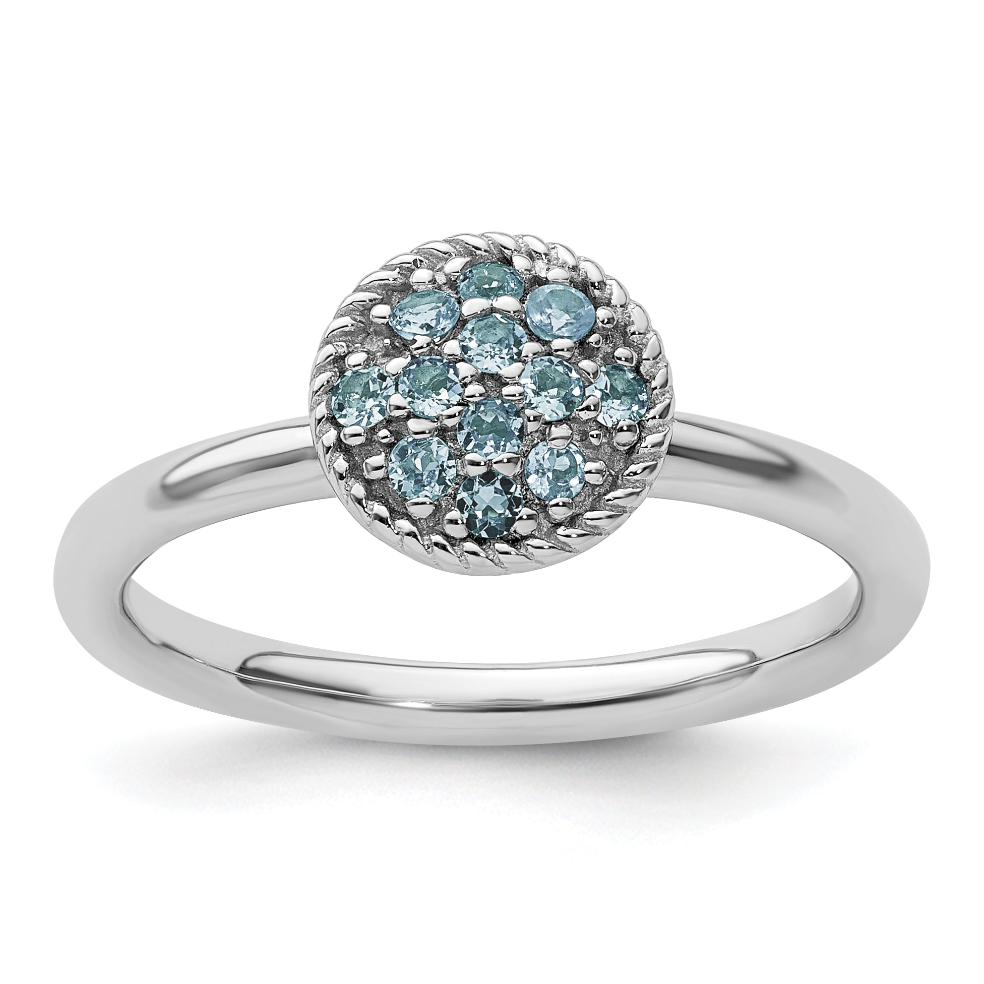 Sterling Silver Stackable Expressions Blue Topaz Rhodium Ring Main image