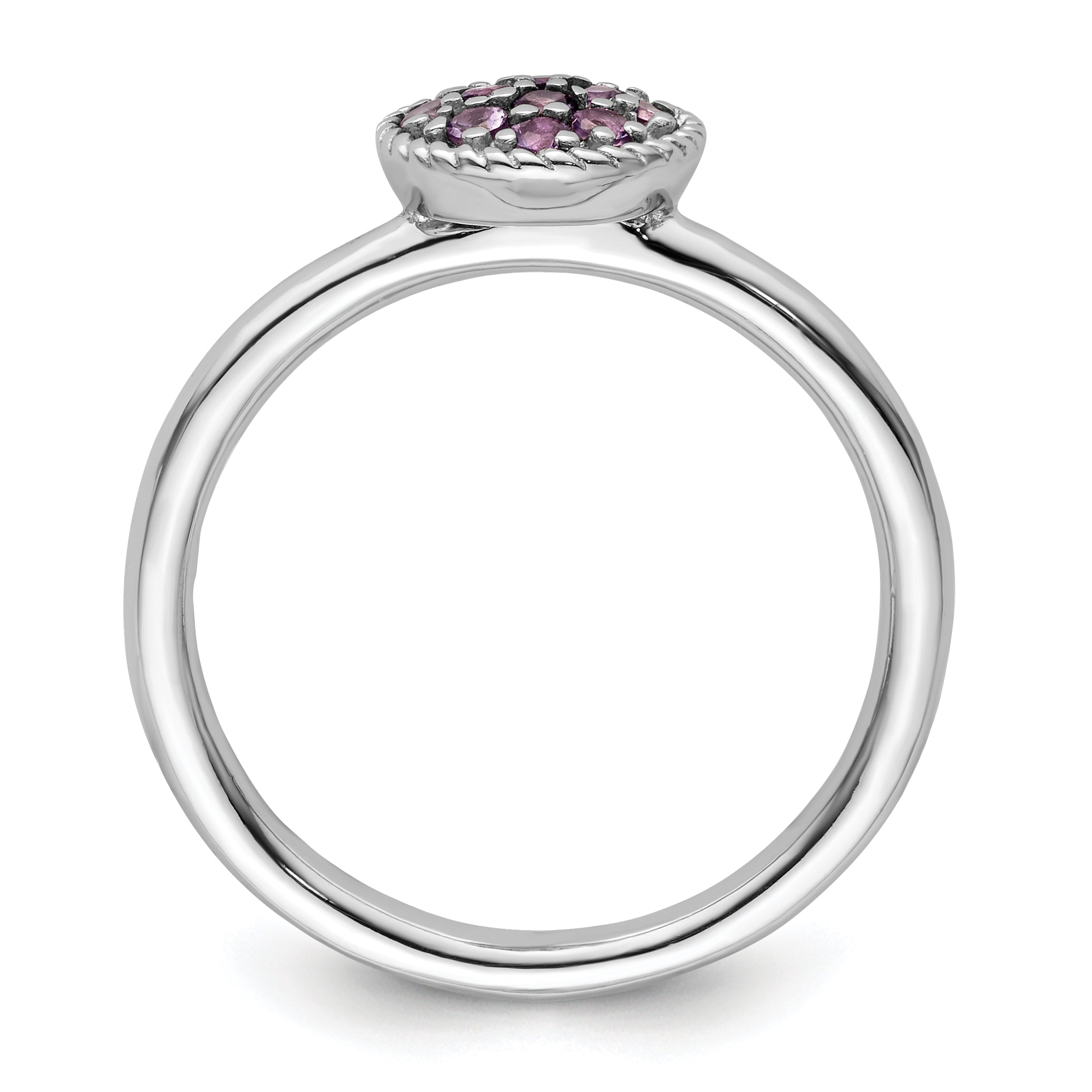 Sterling Silver Stackable Expressions Amethyst Rhodium Ring Secondary image