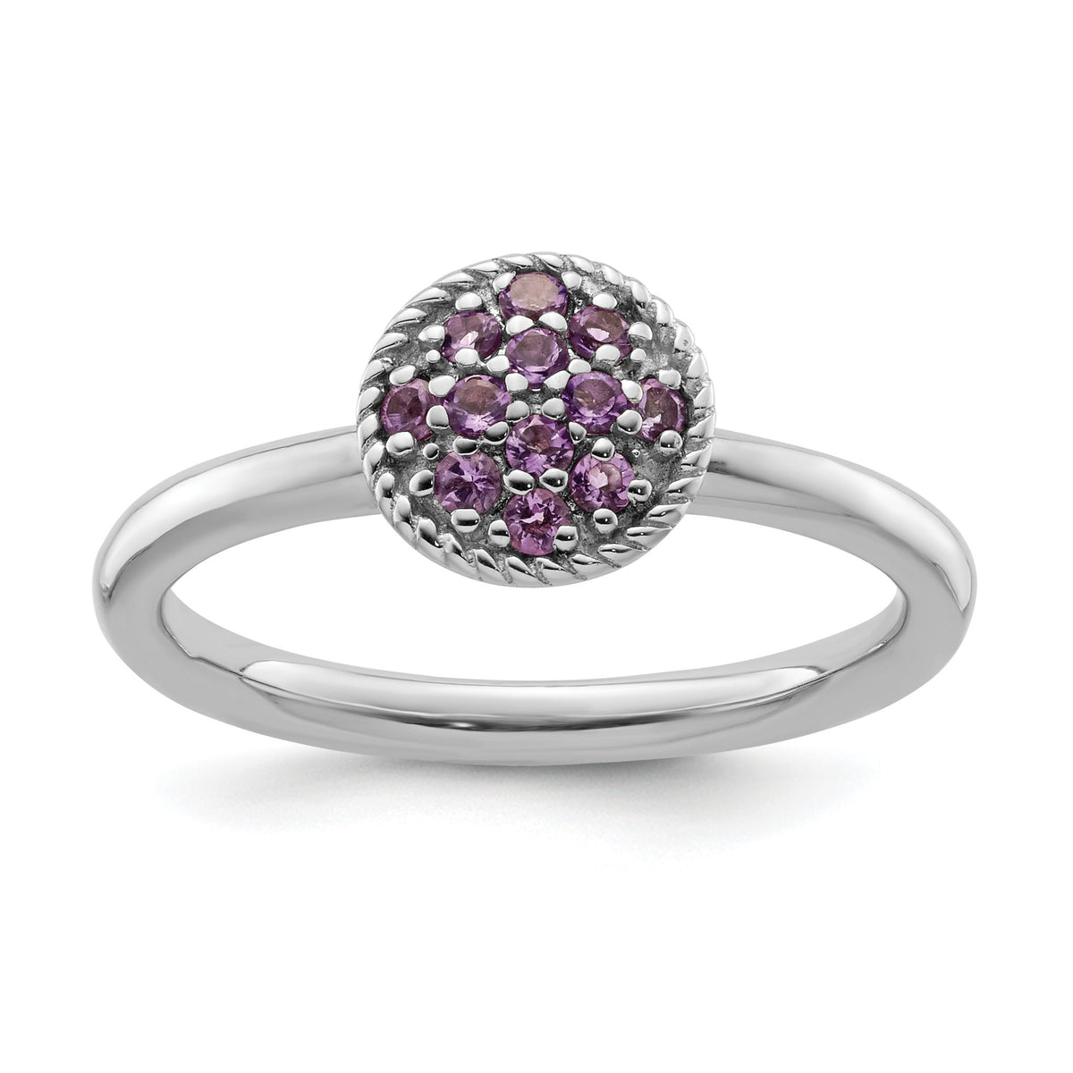 Sterling Silver Stackable Expressions Amethyst Rhodium Ring, Size 5–9 - Sophia Jewelers Main image
