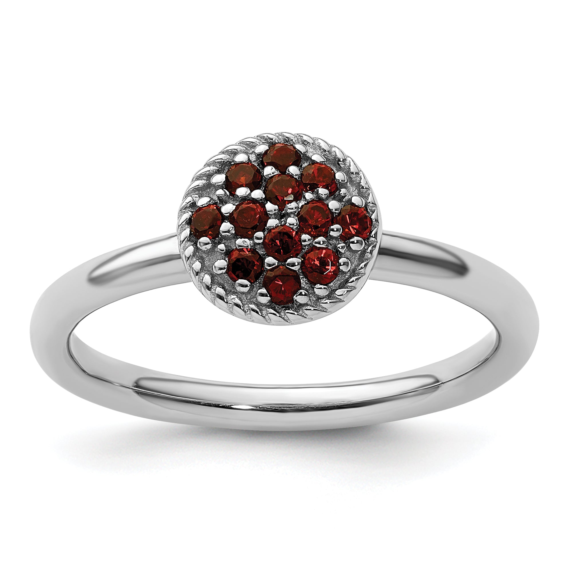 Sterling Silver Stackable Expressions Garnet Rhodium Ring Main image
