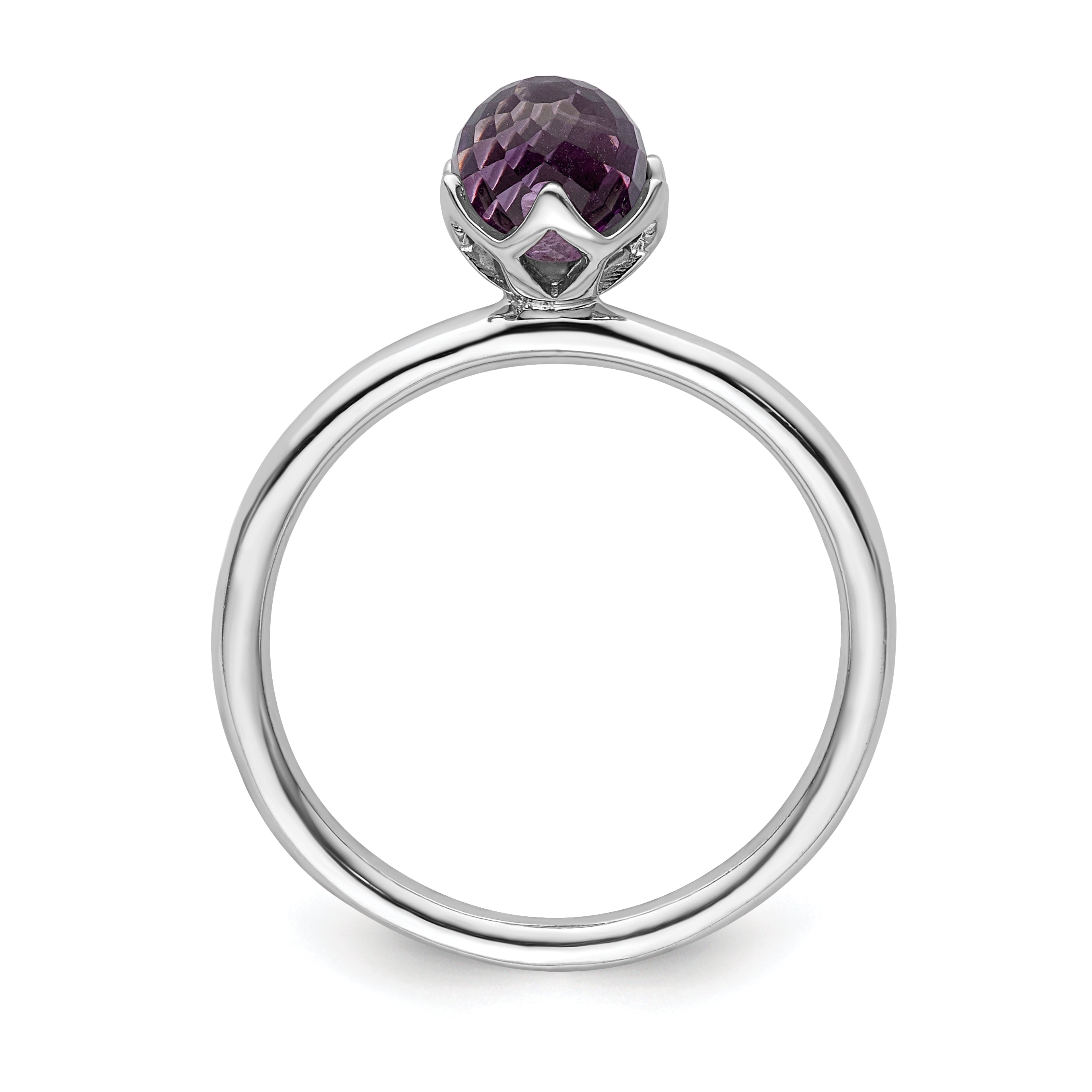 Sterling Silver Stackable Expressions Amethyst Briolette Ring Secondary image