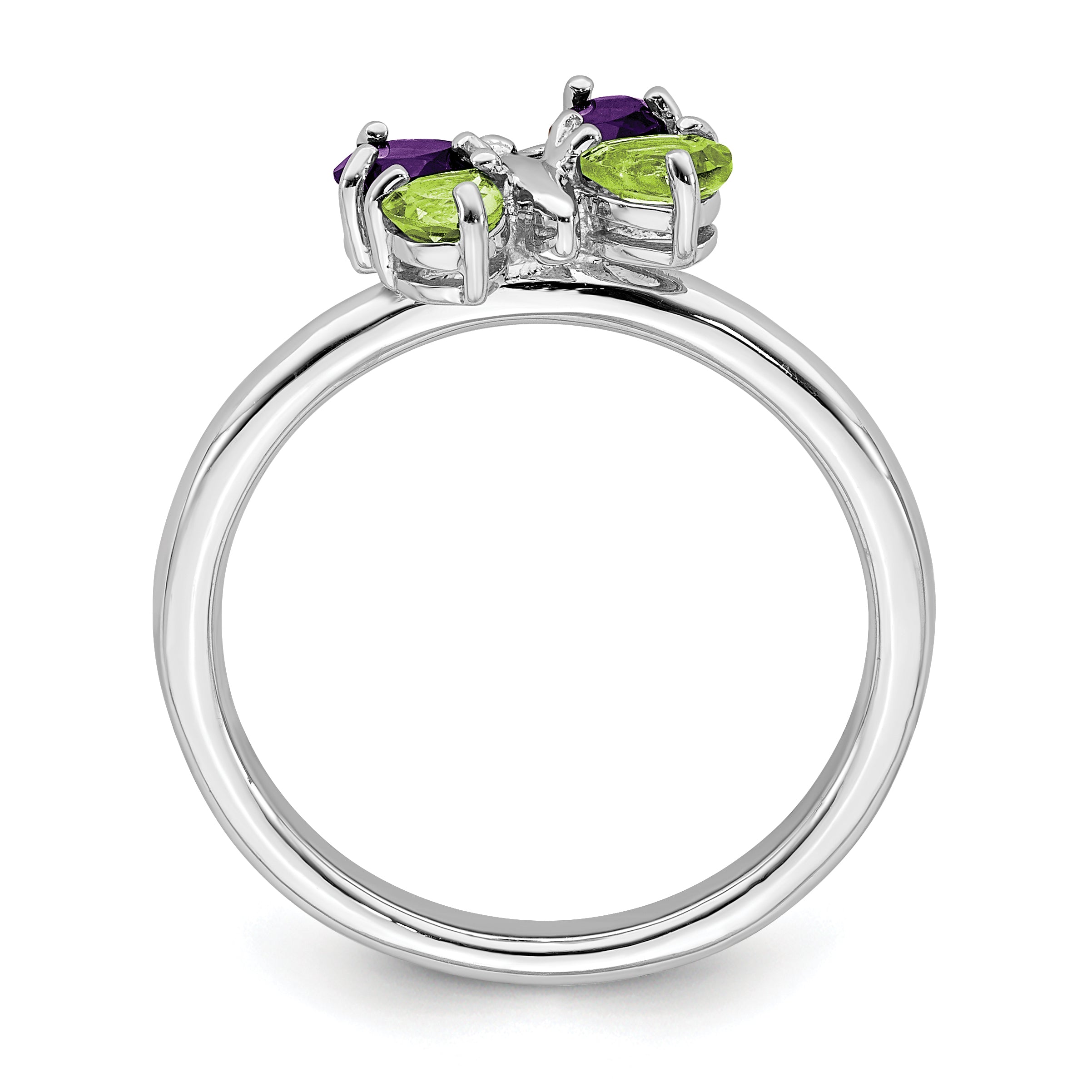 Sterling Silver Stackable Expressions Amethyst & Peridot Butterfly Ring Secondary image