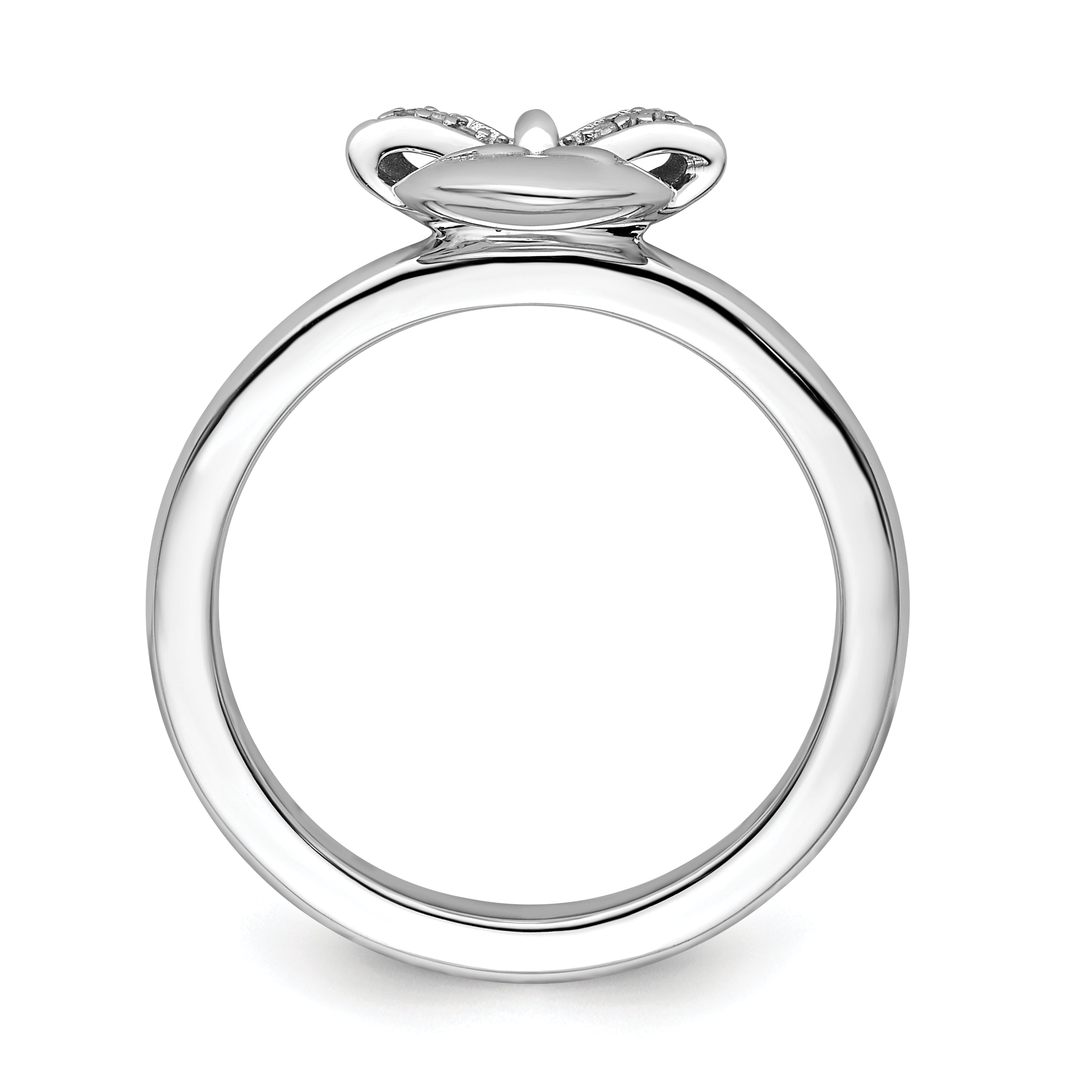 Sterling Silver Stackable Expressions Heart with Bow Diamond Ring Secondary image
