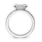 Sterling Silver Stackable Expressions Heart with Bow Diamond Ring