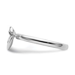 Sterling Silver Stackable Expressions Heart with Bow Diamond Ring