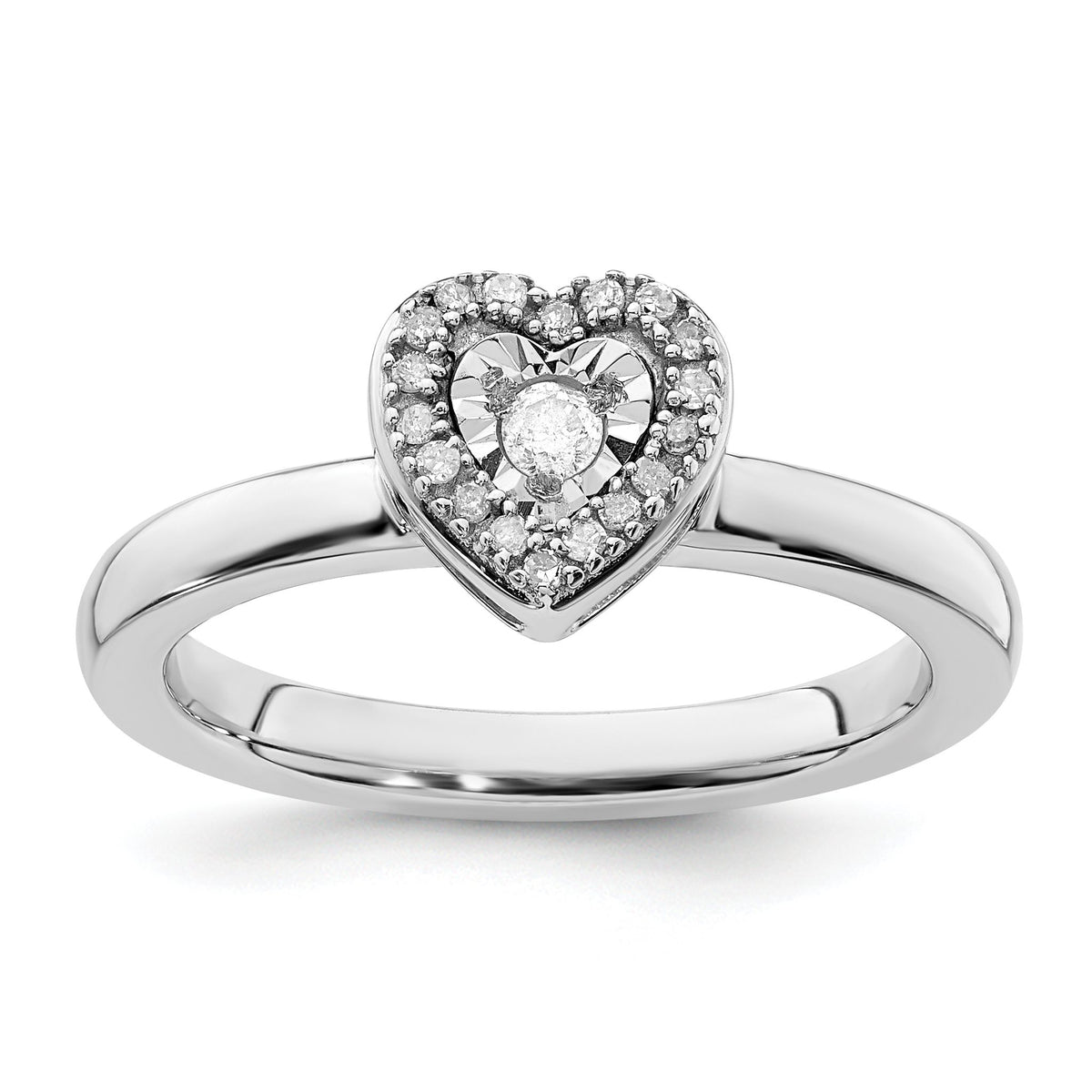 Heart Diamond Stackable Ring in Sterling Silver (0.12 ct. tw.), Size 5–10 - Sophia Jewelers Main image