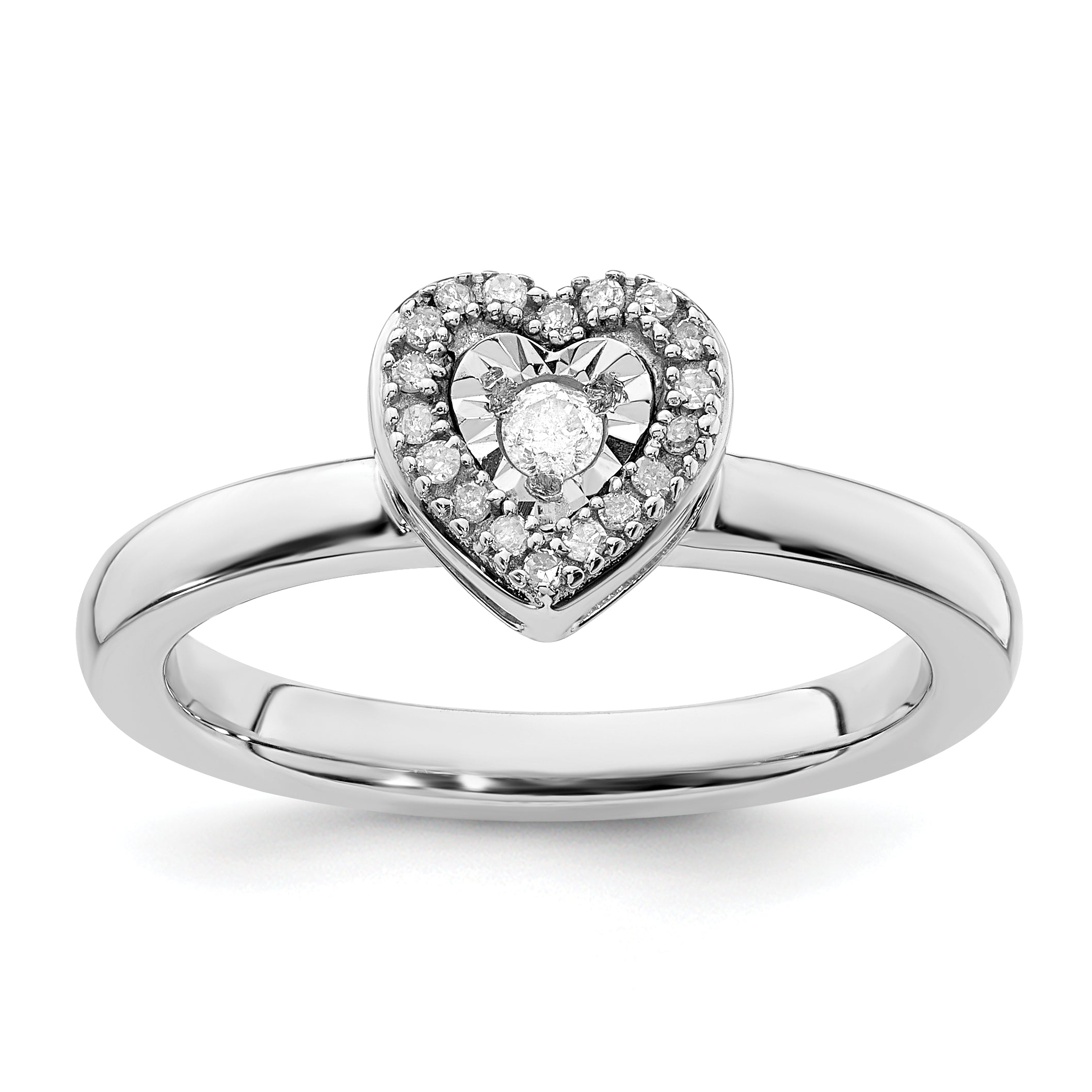 Sterling Silver Stackable Expressions Heart Diamond Ring Main image