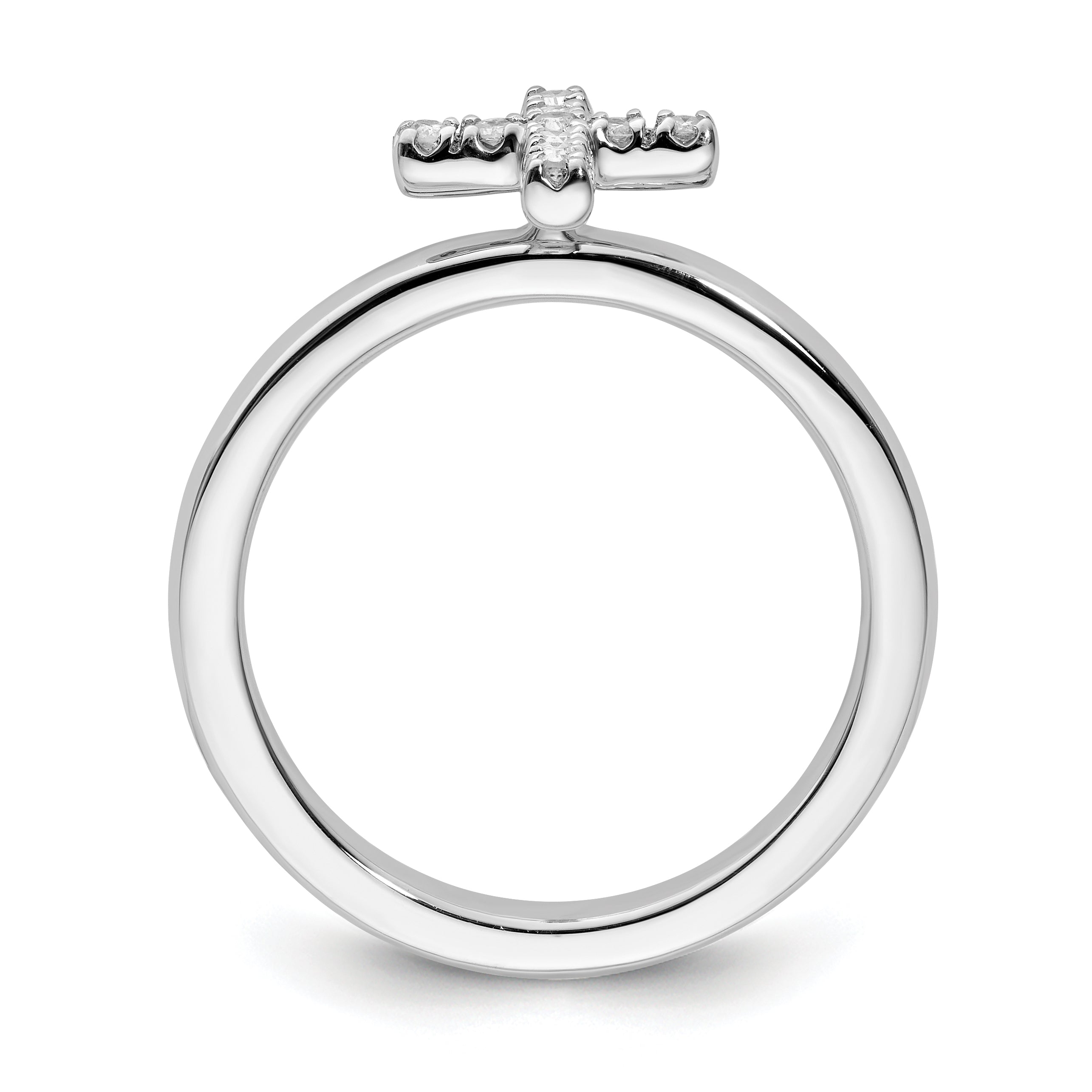 Diamond Cross Stackable Ring in Sterling Silver (1/10 ct. tw.) Secondary image