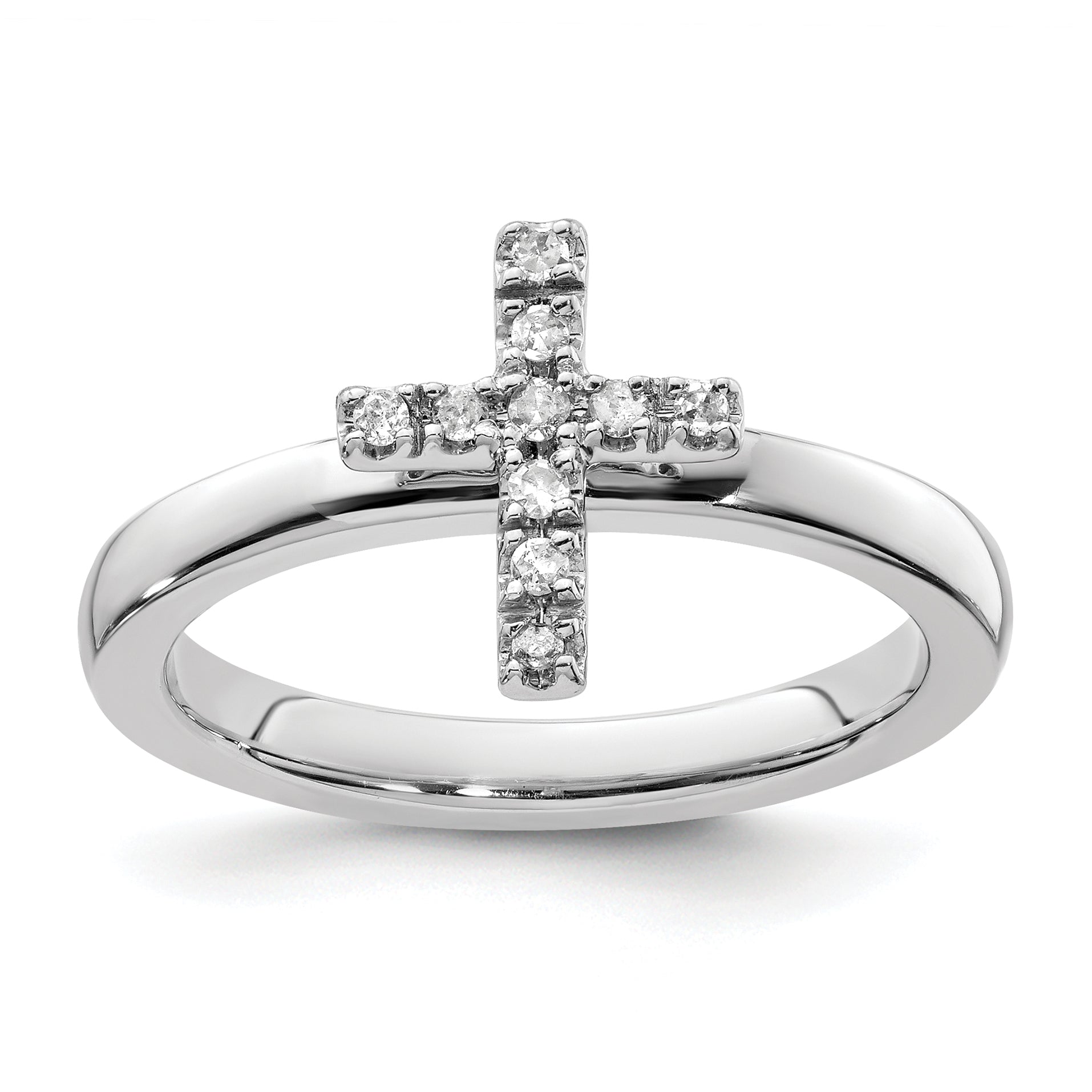 Sterling Silver Stackable Expressions Cross Diamond Ring Main image