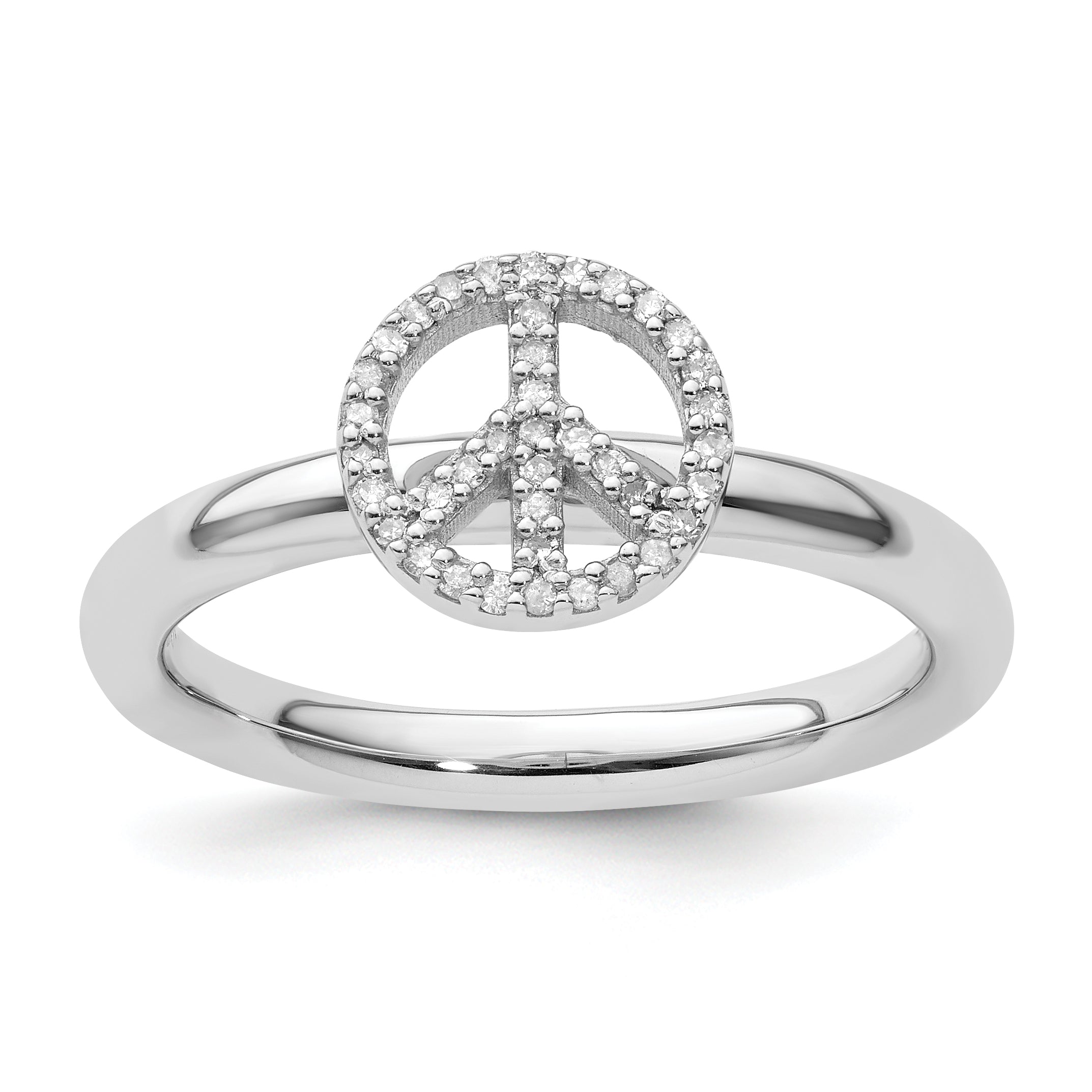 Sterling Silver Stackable Expressions Peace Symbol Diamond Ring Main image