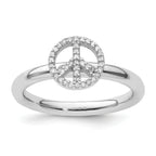 Sterling Silver Stackable Expressions Peace Symbol Diamond Ring