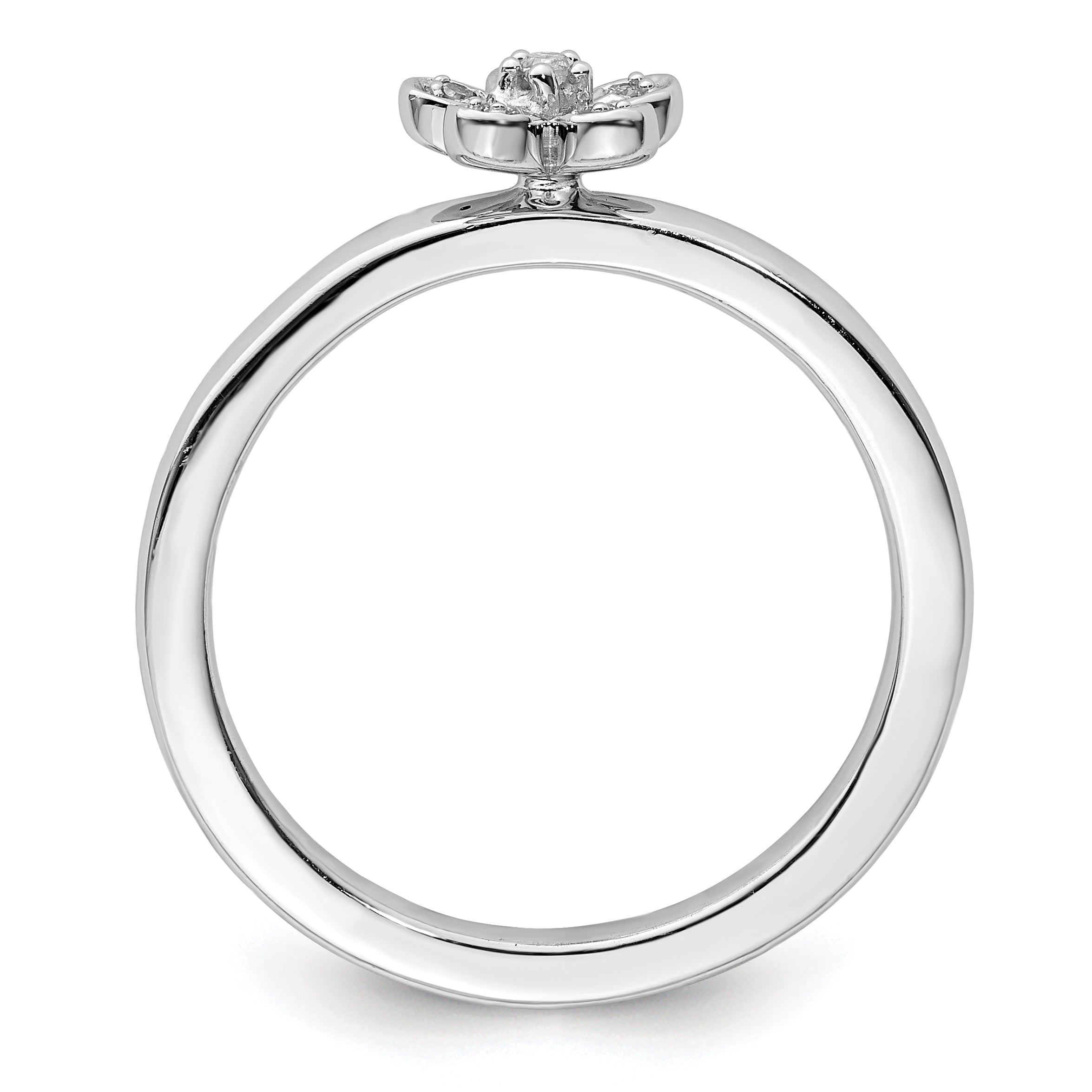 Sterling Silver Stackable Expressions Flower Diamond Ring Secondary image