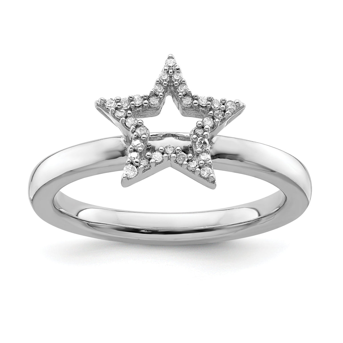 Star Diamond Stackable Ring in Sterling Silver (0.1 ct. tw.) - Sophia Jewelers Main image