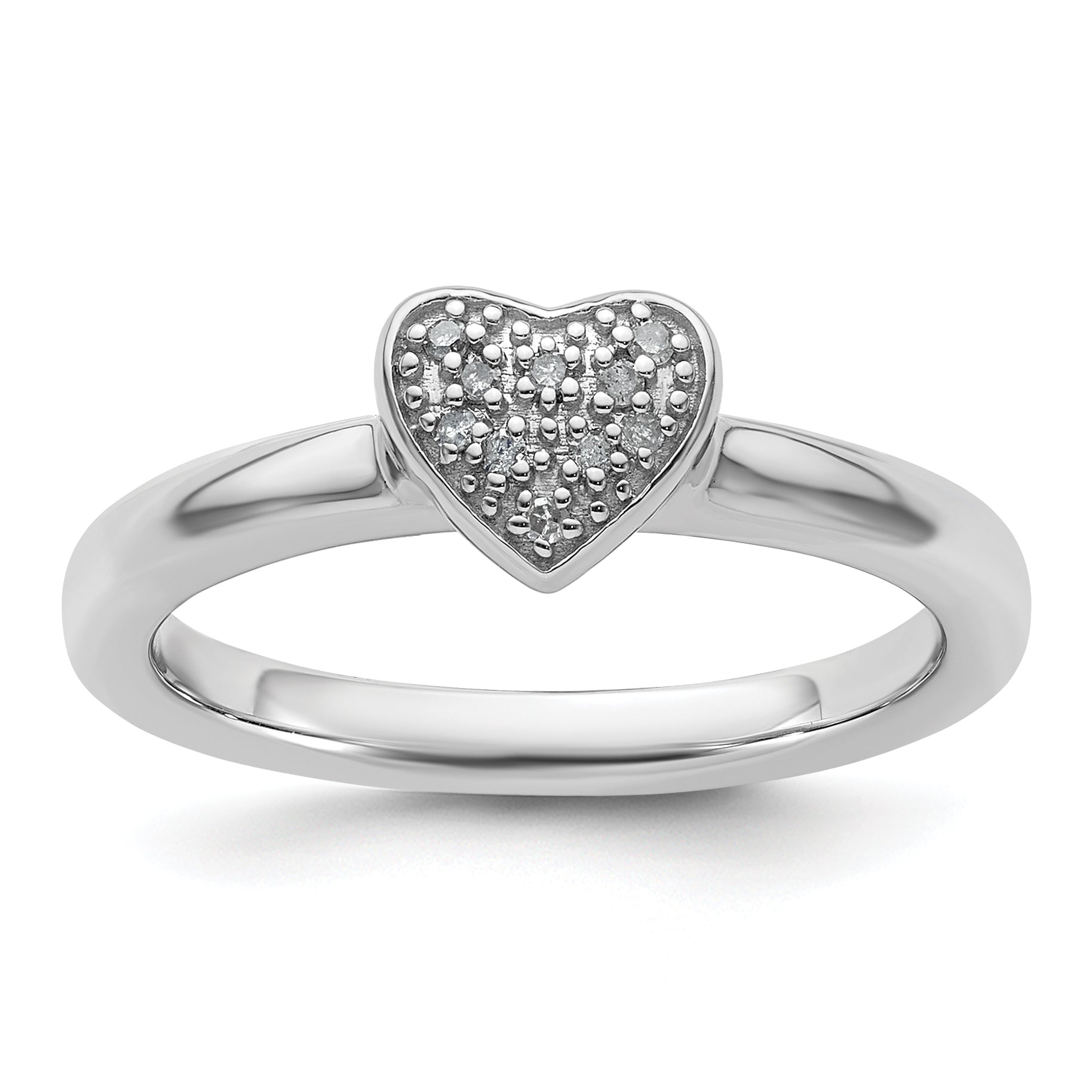 Sterling Silver Stackable Expressions Heart Diamond Ring Main image