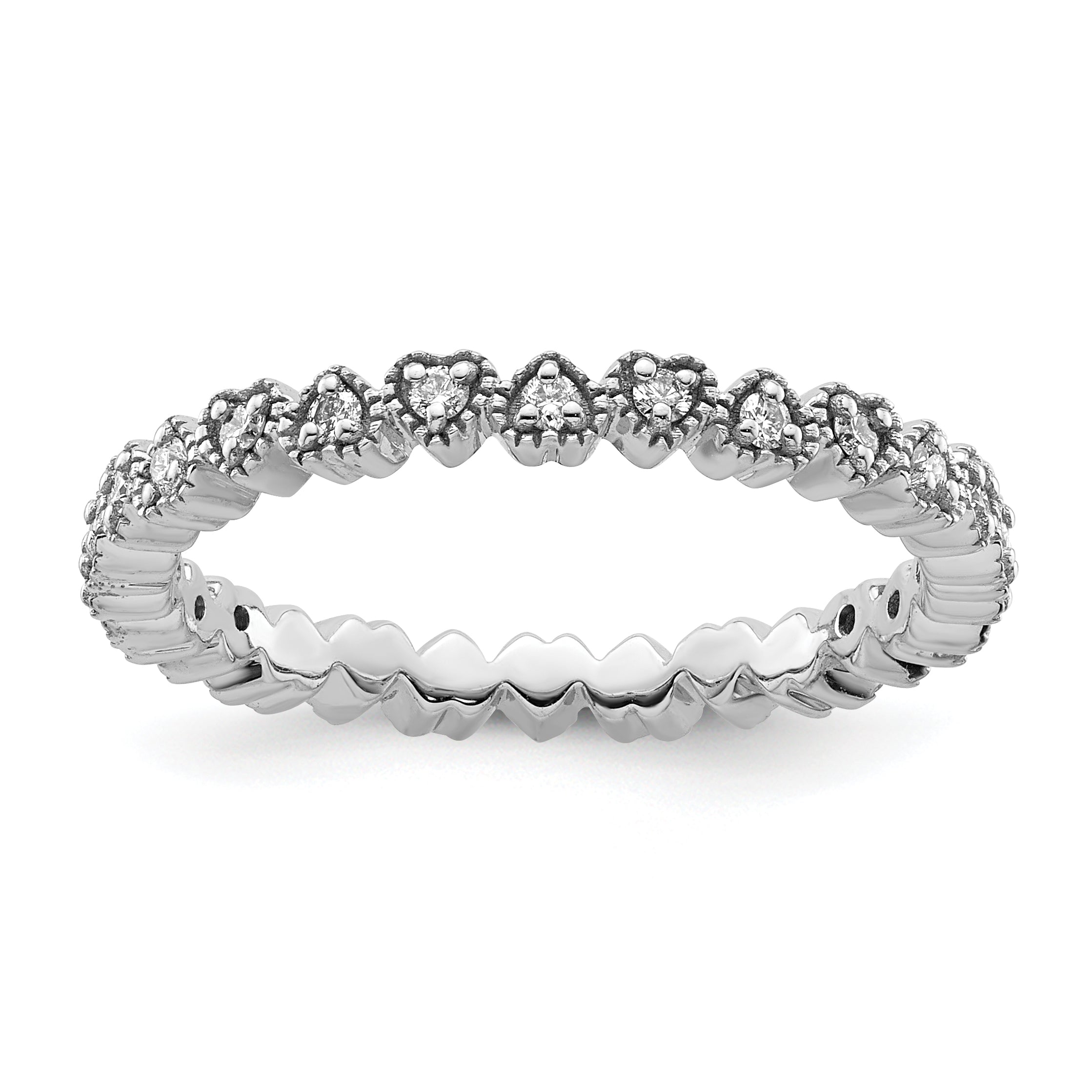 Sterling Silver Stackable Expressions Diamond Heart Ring Main image
