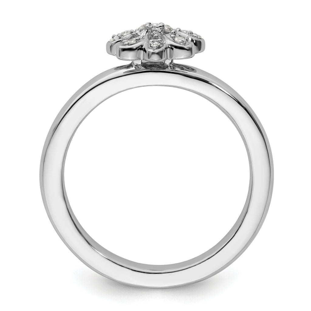 Sterling Silver Stackable Expressions Fleur De Lis Diamond Ring