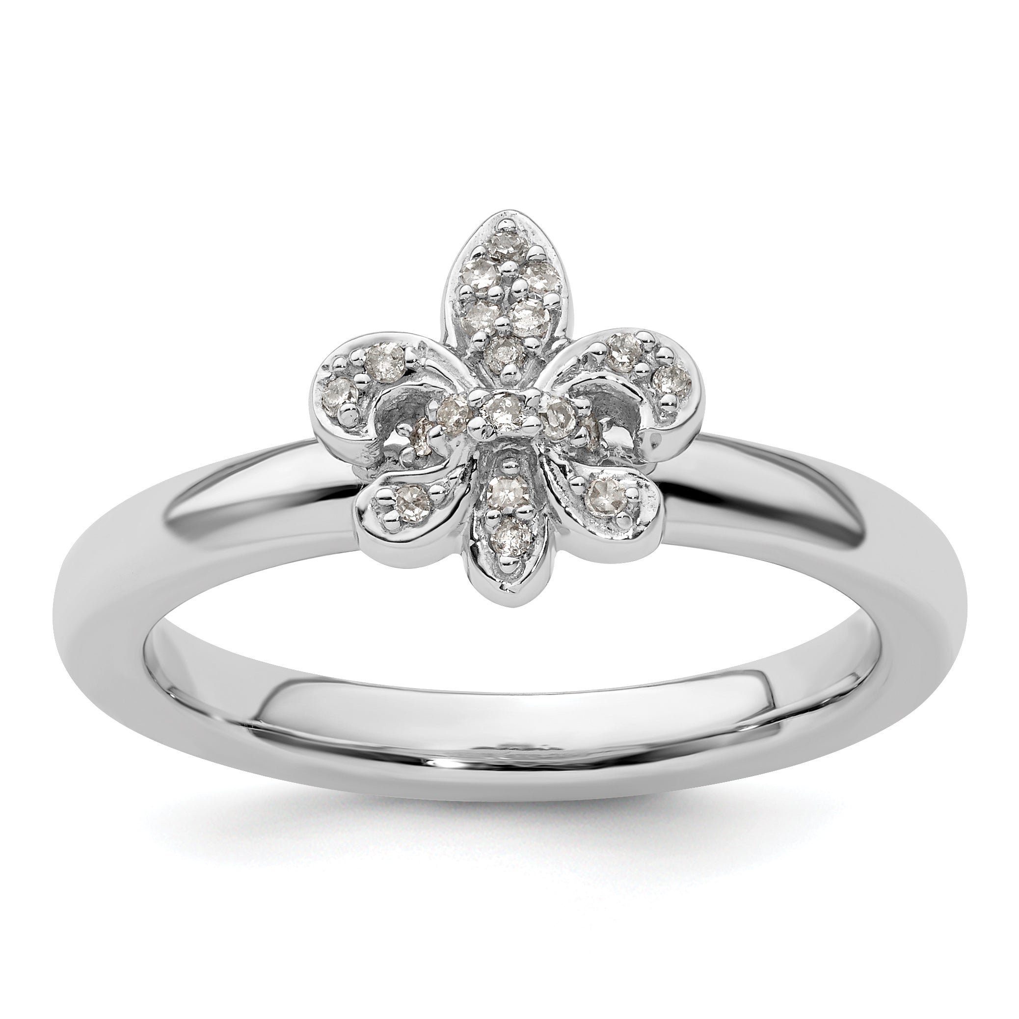 Sterling Silver Stackable Expressions Fleur De Lis Diamond Ring Main image