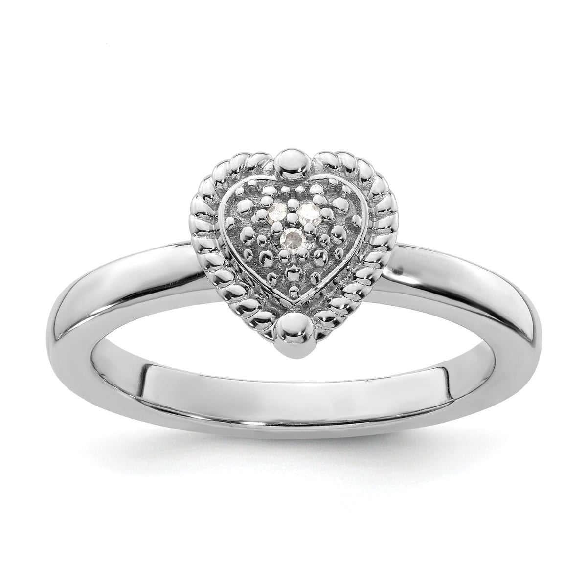 Heart Diamond Stackable Ring in Sterling Silver (0.02 ct. tw.), Size 5–10 - Sophia Jewelers Main image