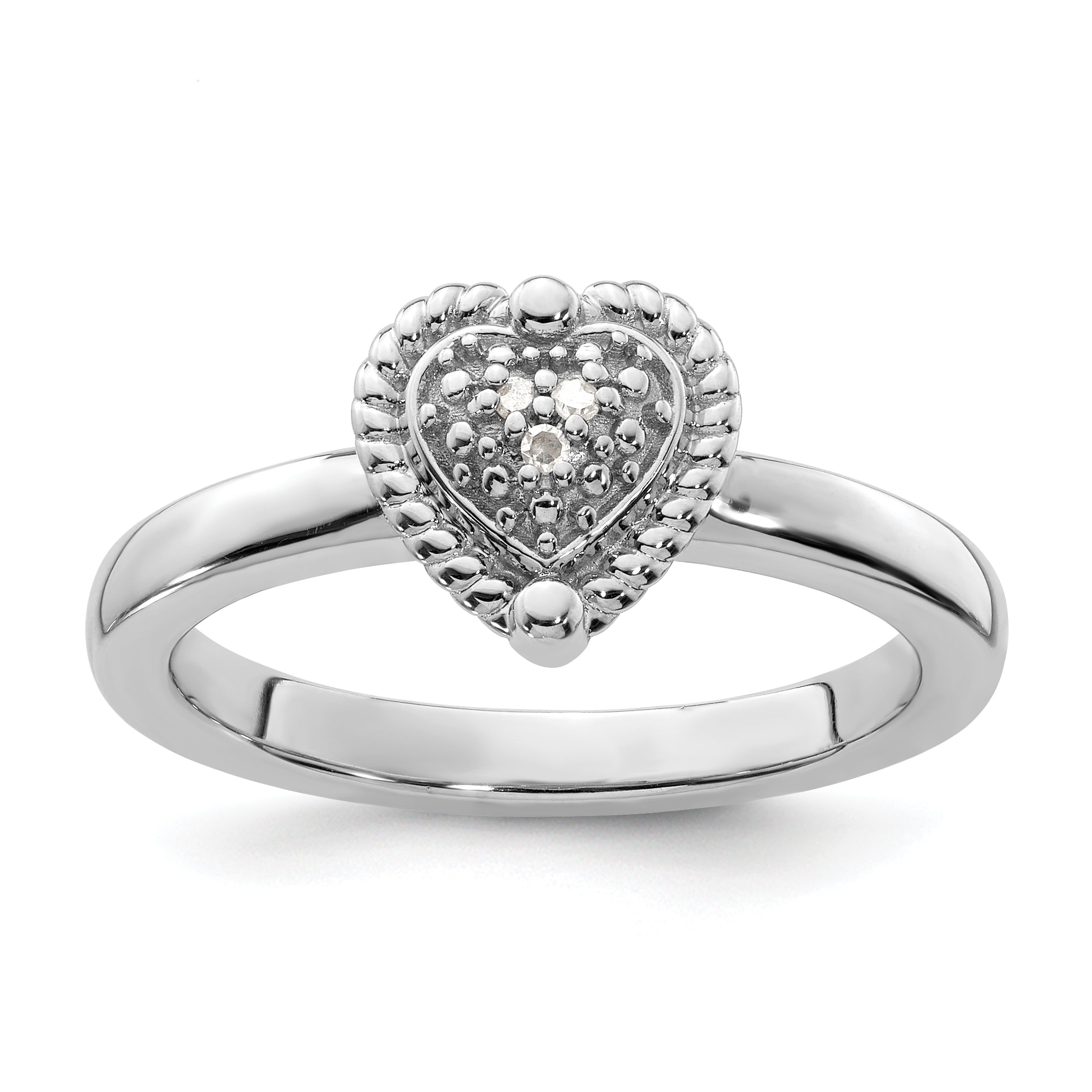 Sterling Silver Stackable Expressions Heart Diamond Ring Main image