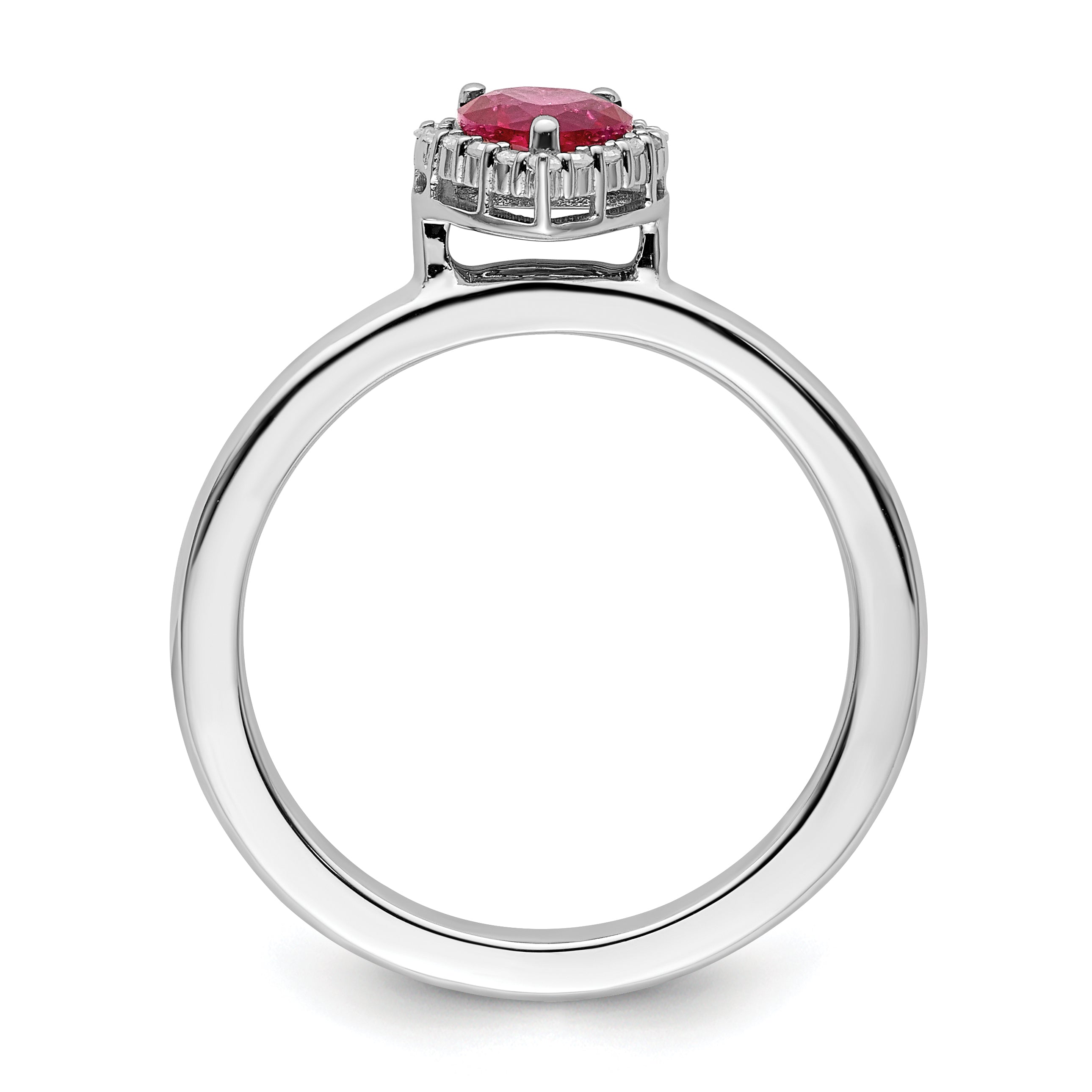 Sterling Silver Stackable Expressions Cr. Ruby Heart Diamond Ring Secondary image