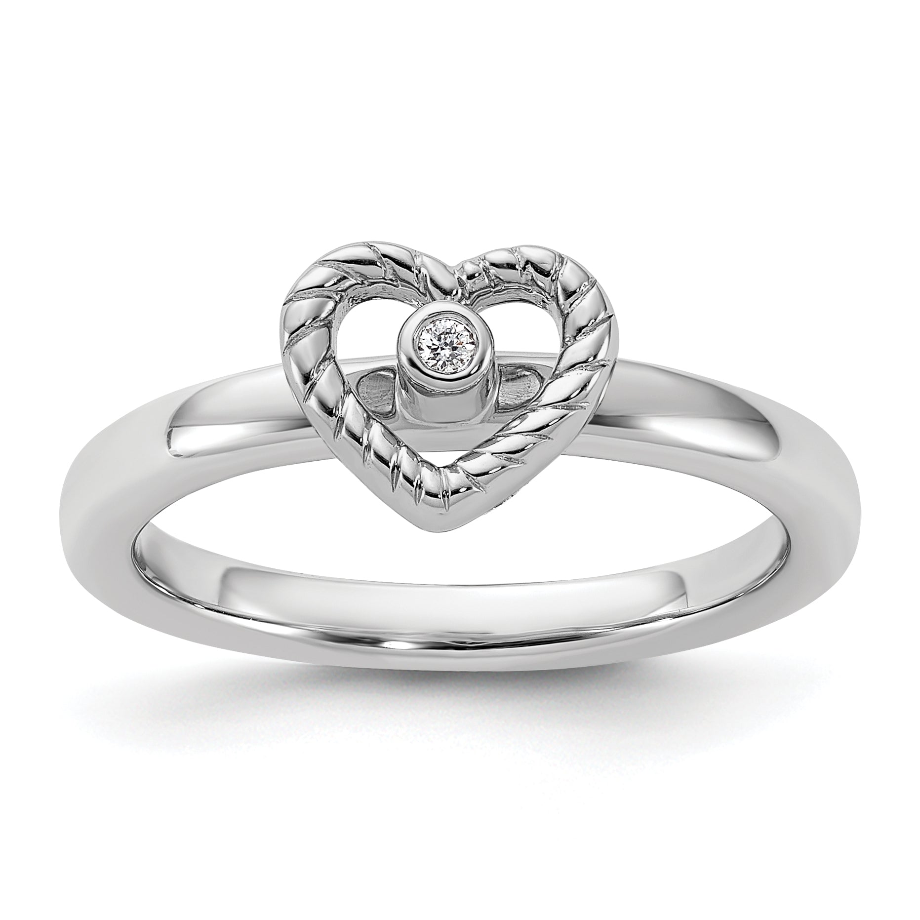 Sterling Silver Stackable Expressions Heart Diamond Ring Main image