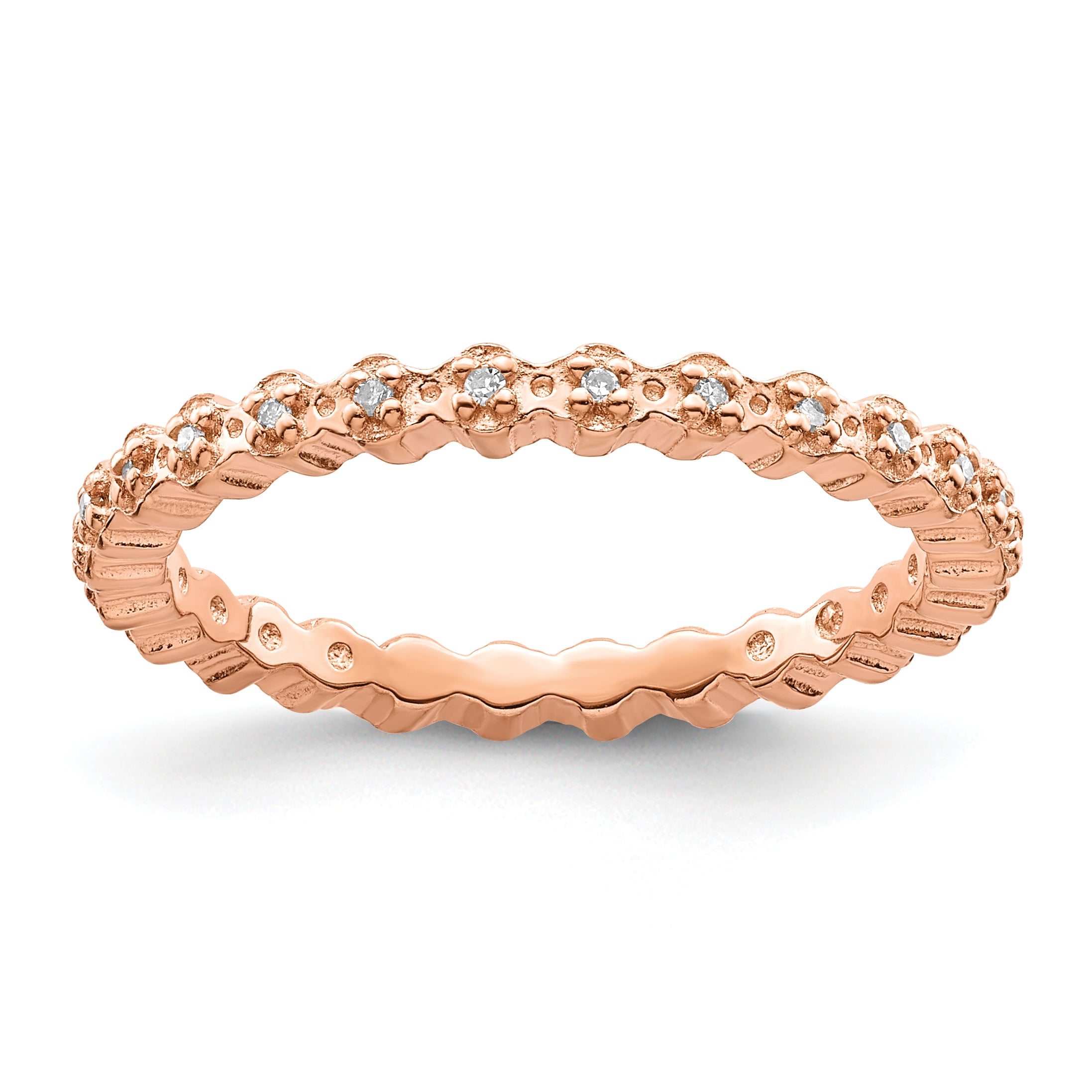 Sterling Silver Stackable Expressions Diamond Pink-plated Ring Main image