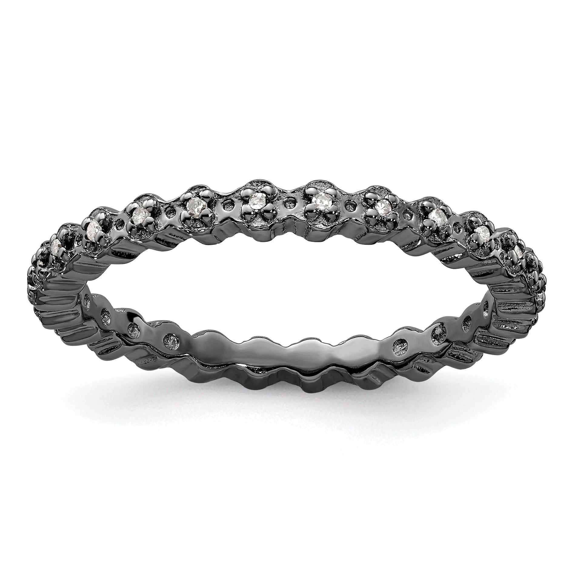 Sterling Silver Stackable Expressions Diamond Black-plated Ring Main image