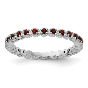 Prong-Set Garnet Eternity Ring in Sterling Silver, 2.25mm, Size 5–10 - Sophia Jewelers