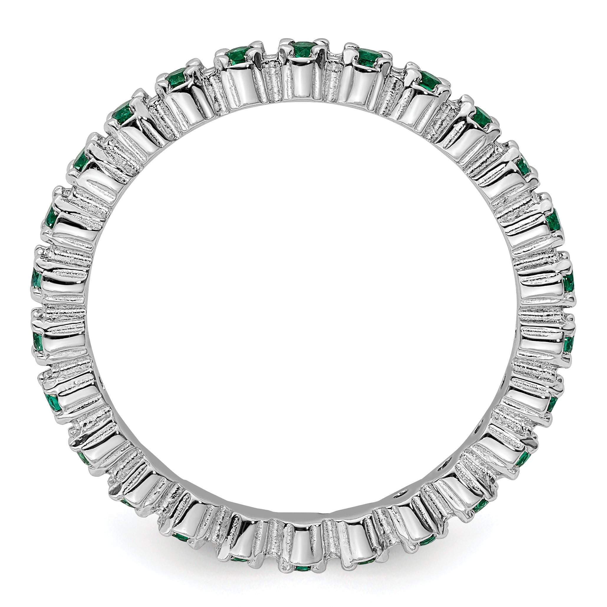 Sterling Silver Stackable Expressions Created Emerald Ring Secondary image