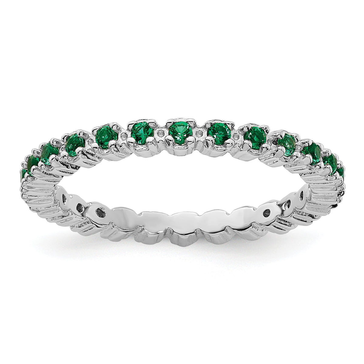 Created Emerald Eternity Ring in Sterling Silver, 2.25mm, Size 5–10 - Sophia Jewelers Main image