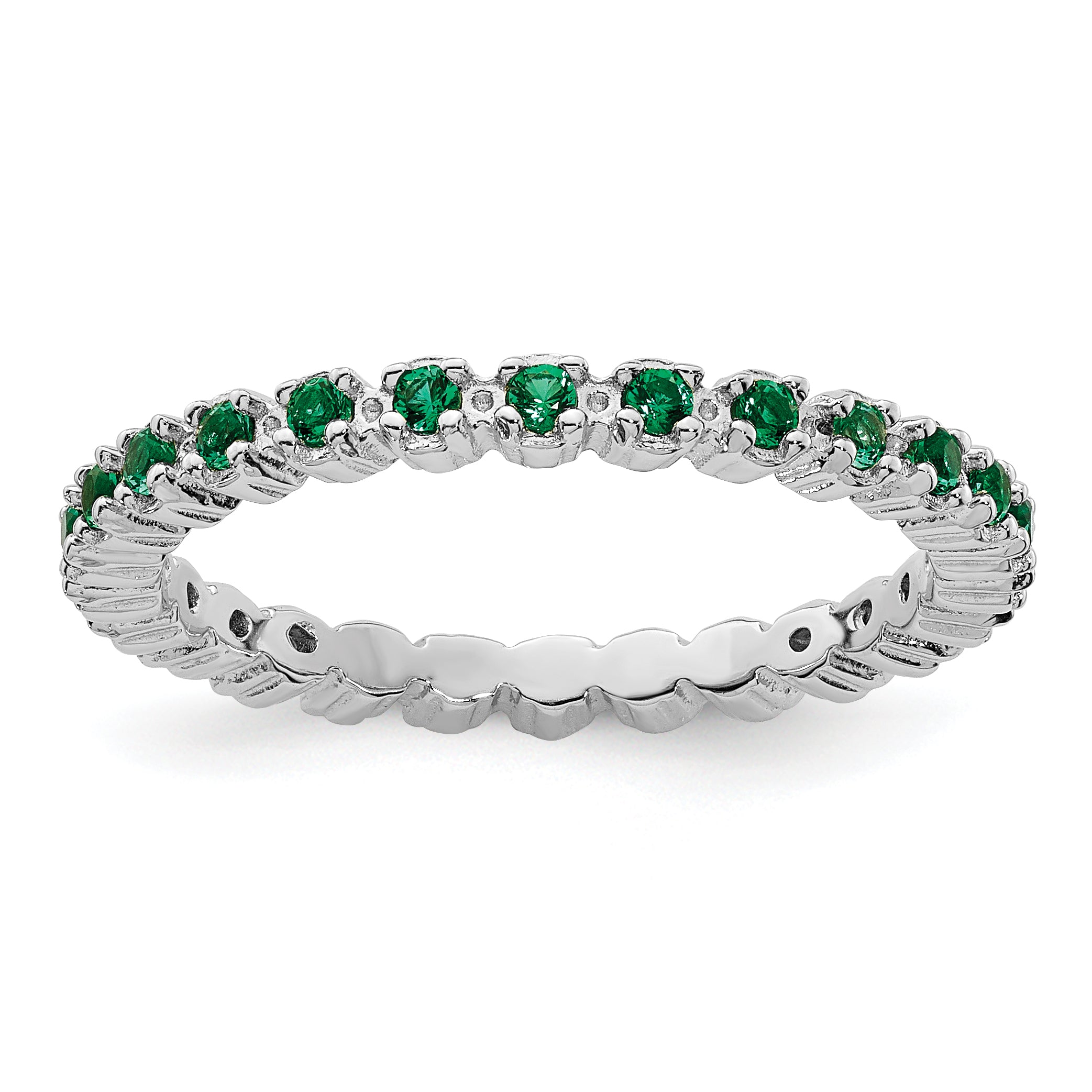 Sterling Silver Stackable Expressions Created Emerald Ring Main image